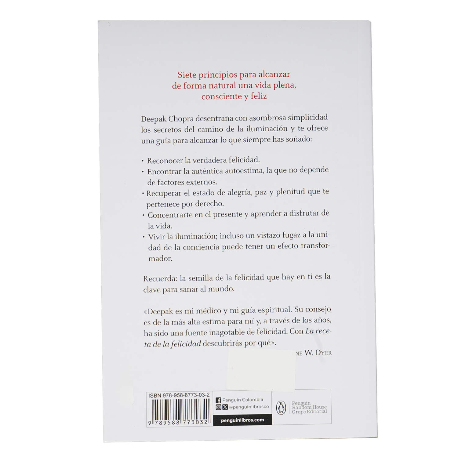 Libro La Receta De La Felicidad DEBOLSILLO 151 Páginas