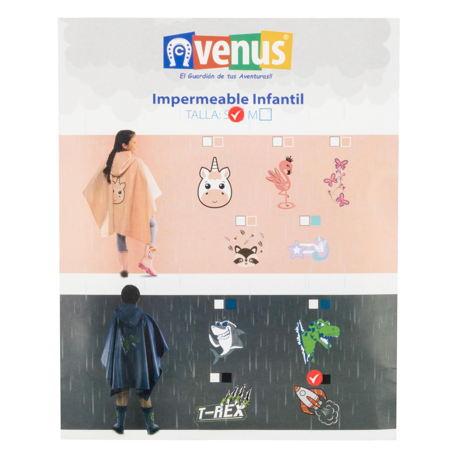 Capa Impermeable Diseño Titan Negro VENUS Talla Mediano