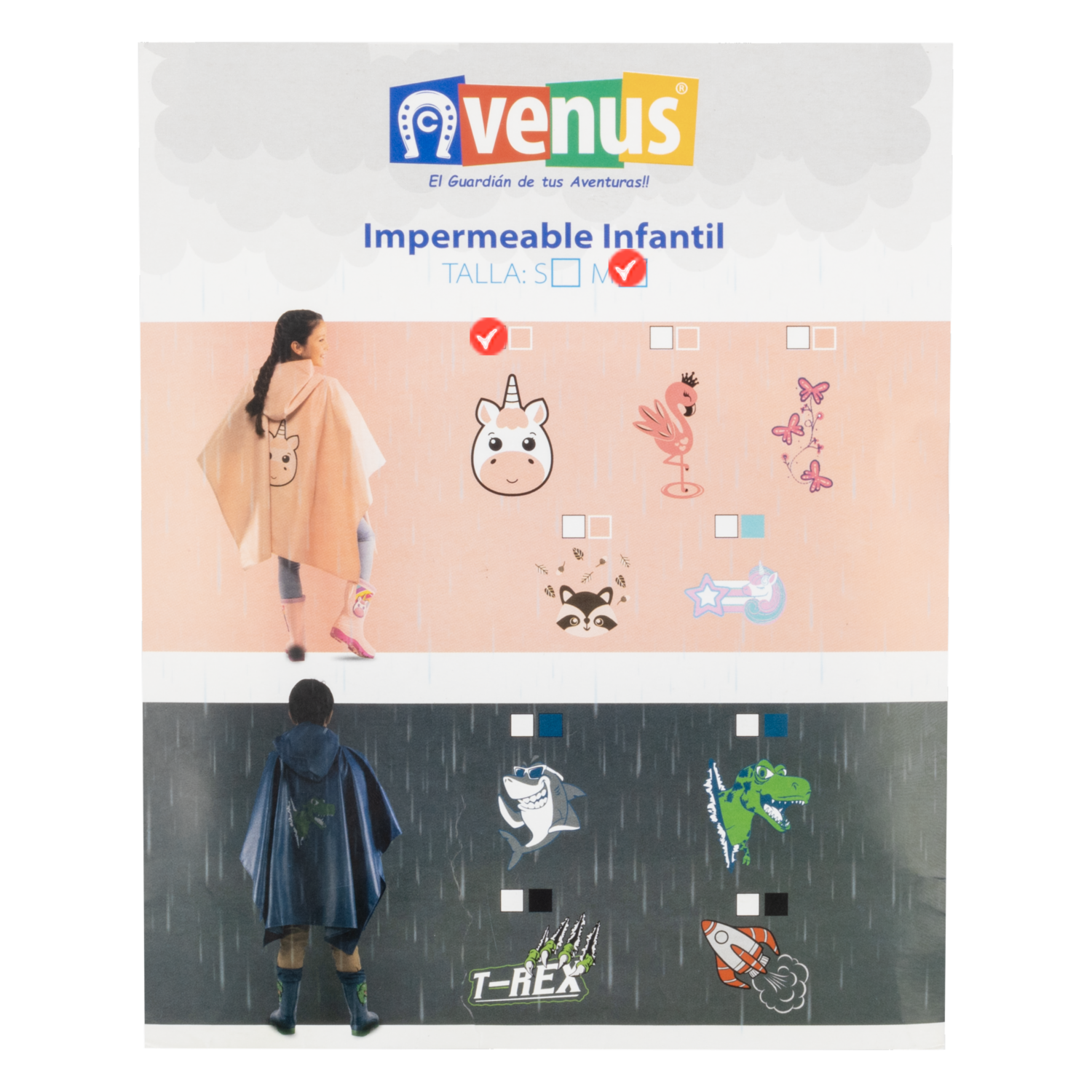 Capa Impermeable Diseño Chipers Rosado VENUS Talla Pequeño
