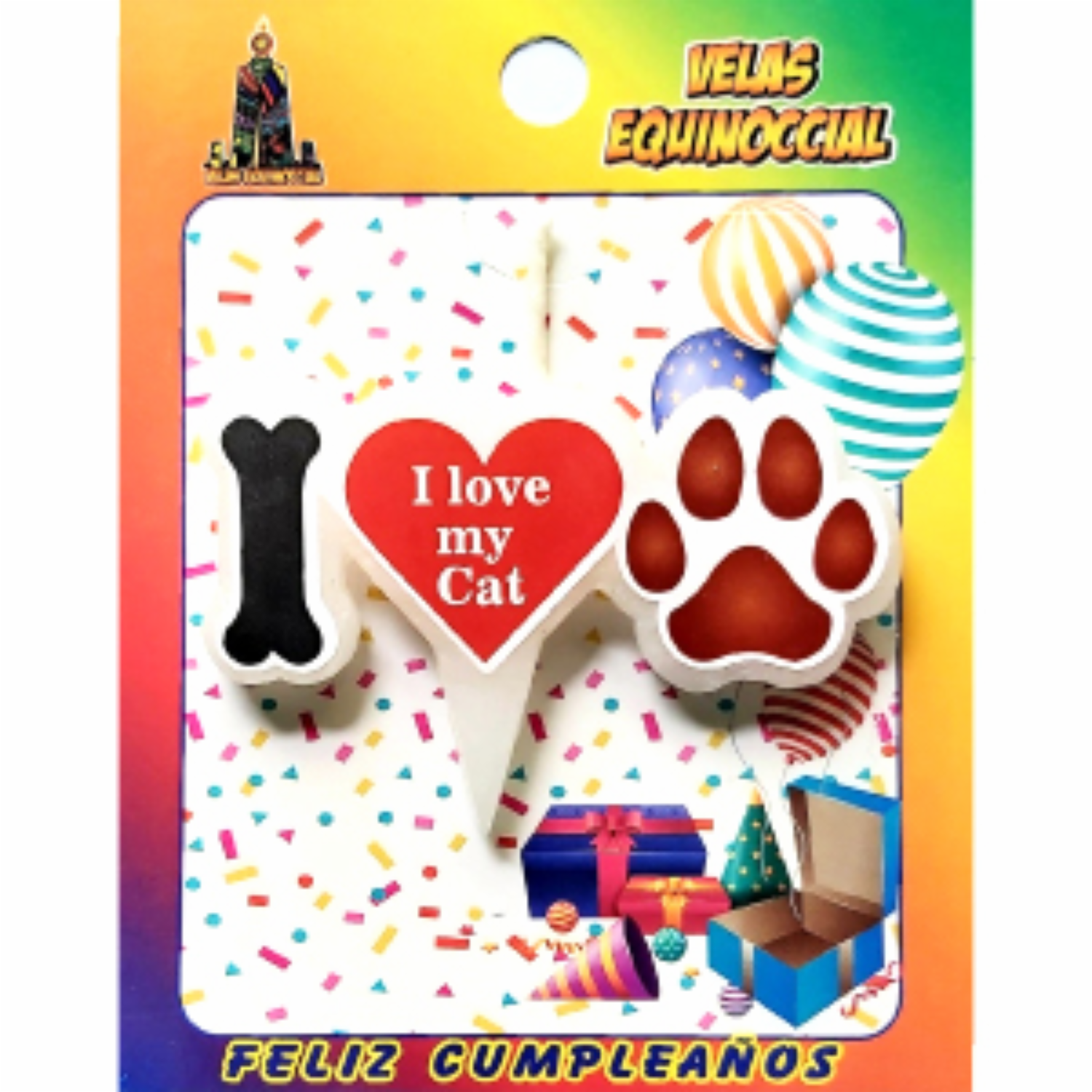 Vela Para Mascota Diseño I Love My Cat VELAS EQUINOCCIAL Pequeña