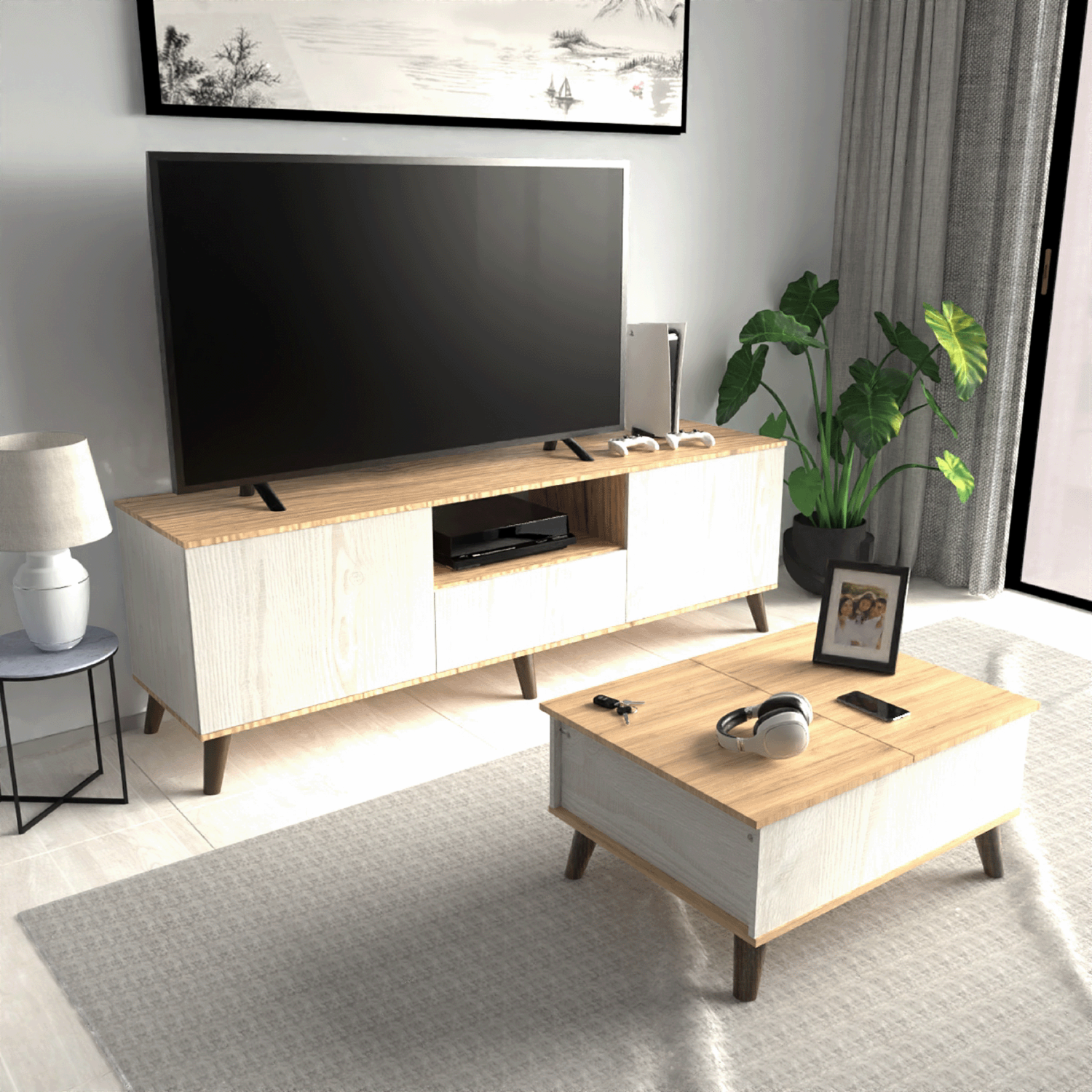Mesa De Centro Valladolid Color Amaranto Y Alaska MUEBLE FÁCIL MDP