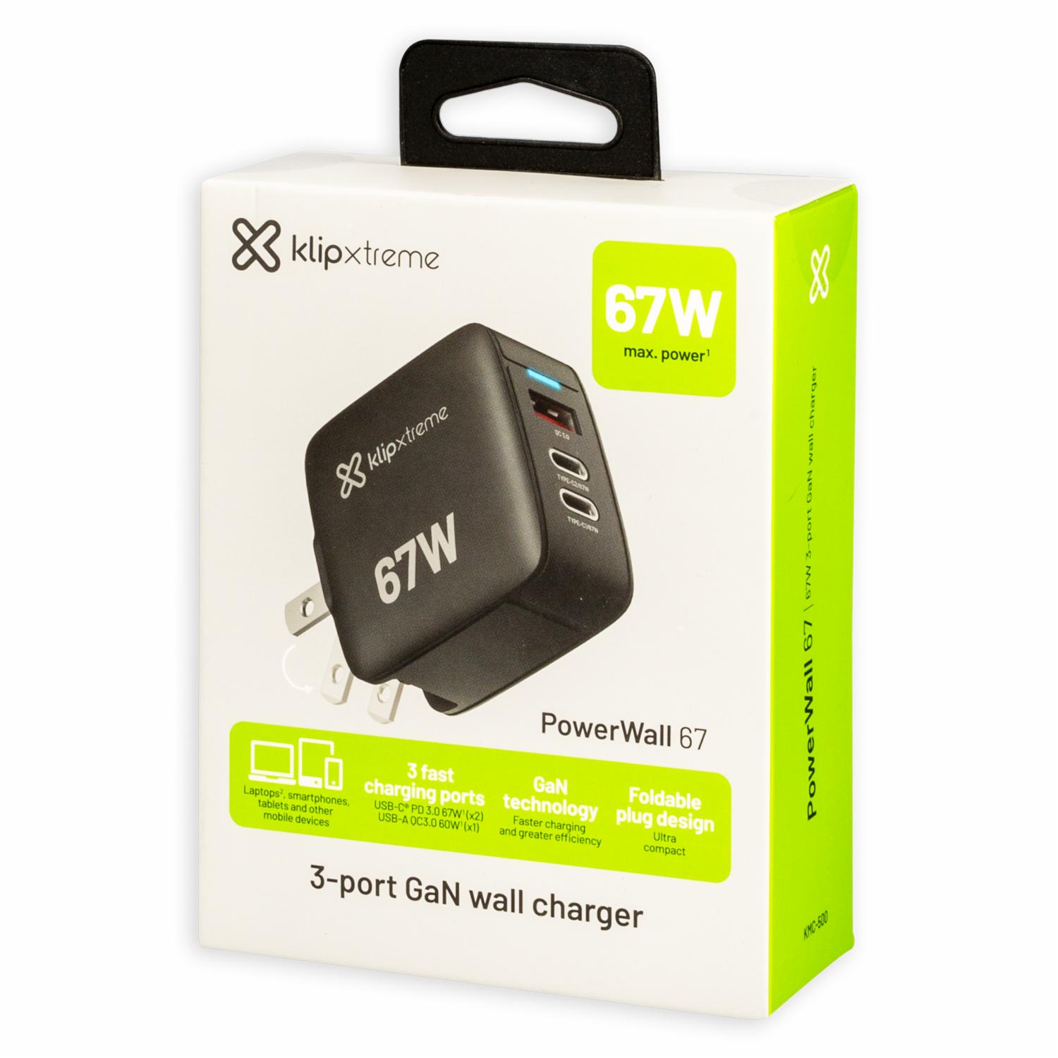 Cargador De Pared 2 Puertos Usb-C KLIPXTREME 67 W