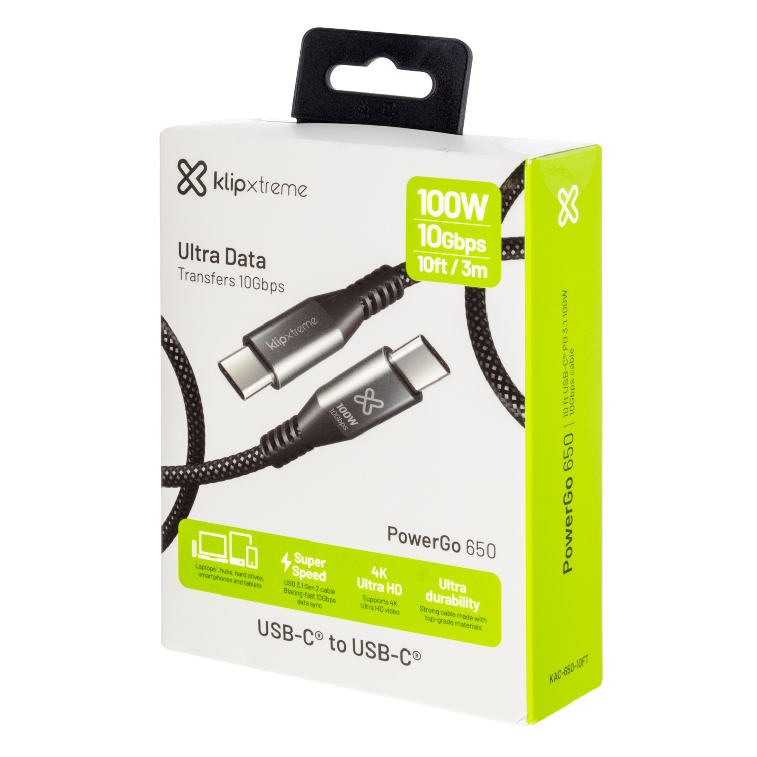 Cable De Transferencia De Datos Usb-C 100W Y 10 Gbps KLIPXTREME 3 M