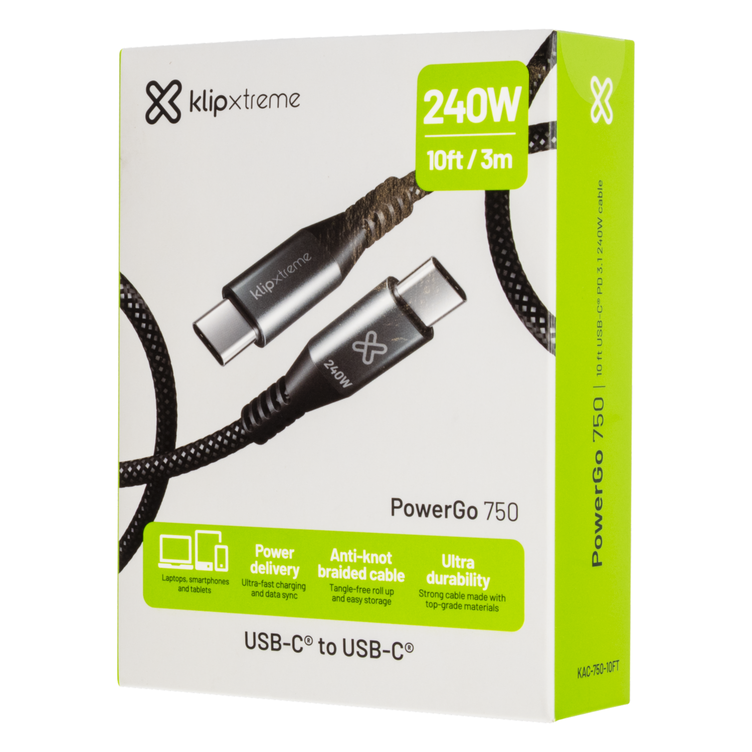 Cable De Carga Usb-C 240 W KLIPXTREME 3 M
