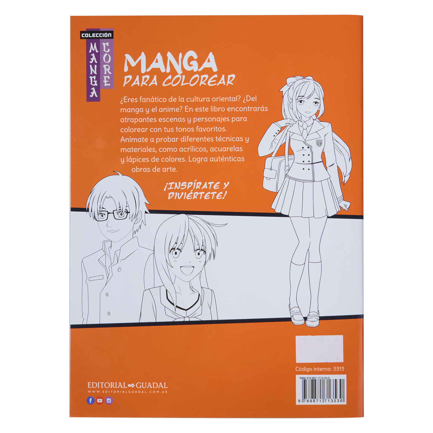 Libro Manga Para Colorear Manga GUADAL 32 Páginas