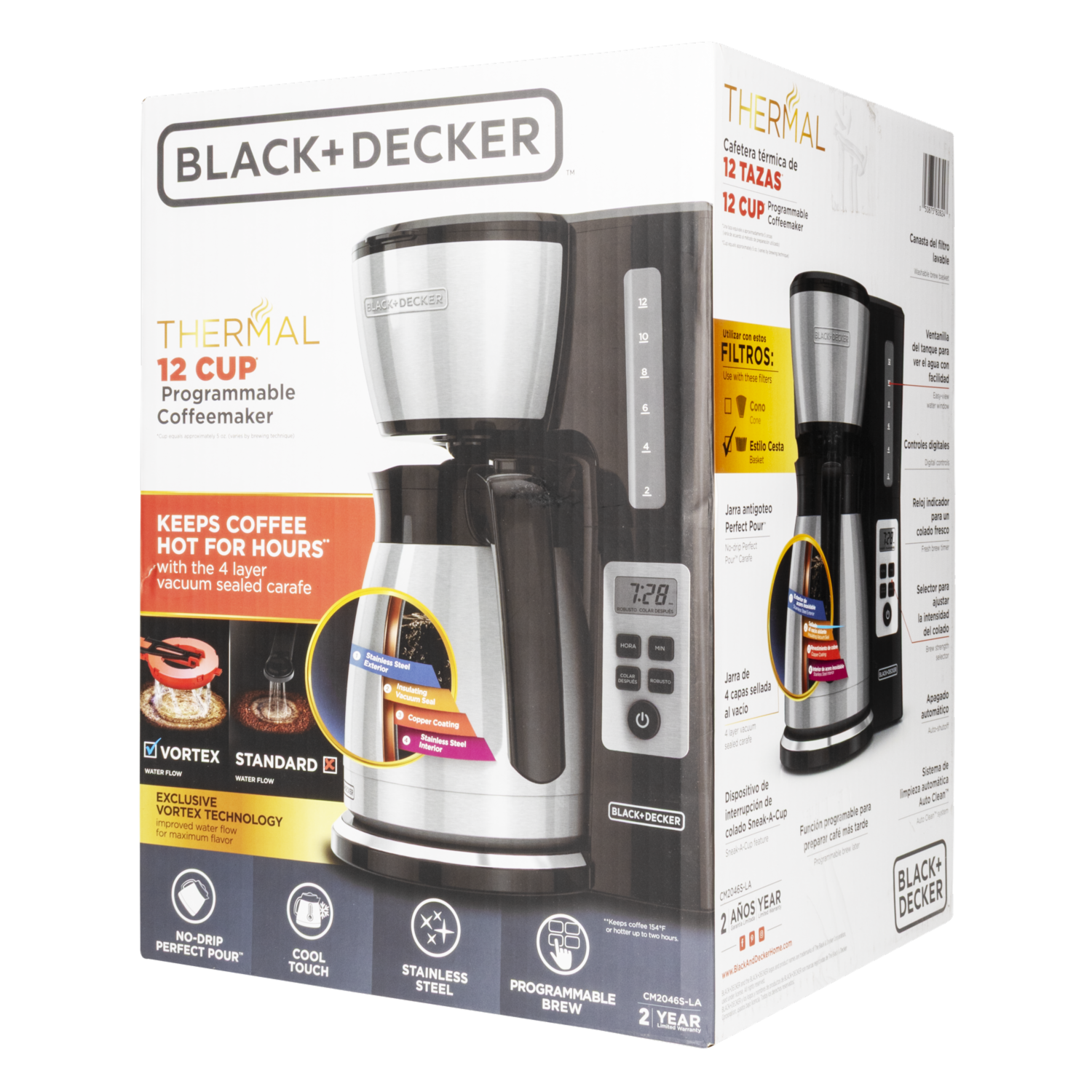 Cafetera Eléctrica Con Jarra Térmica BVSTDC4403SS BLACK & DECKER 12 Tazas