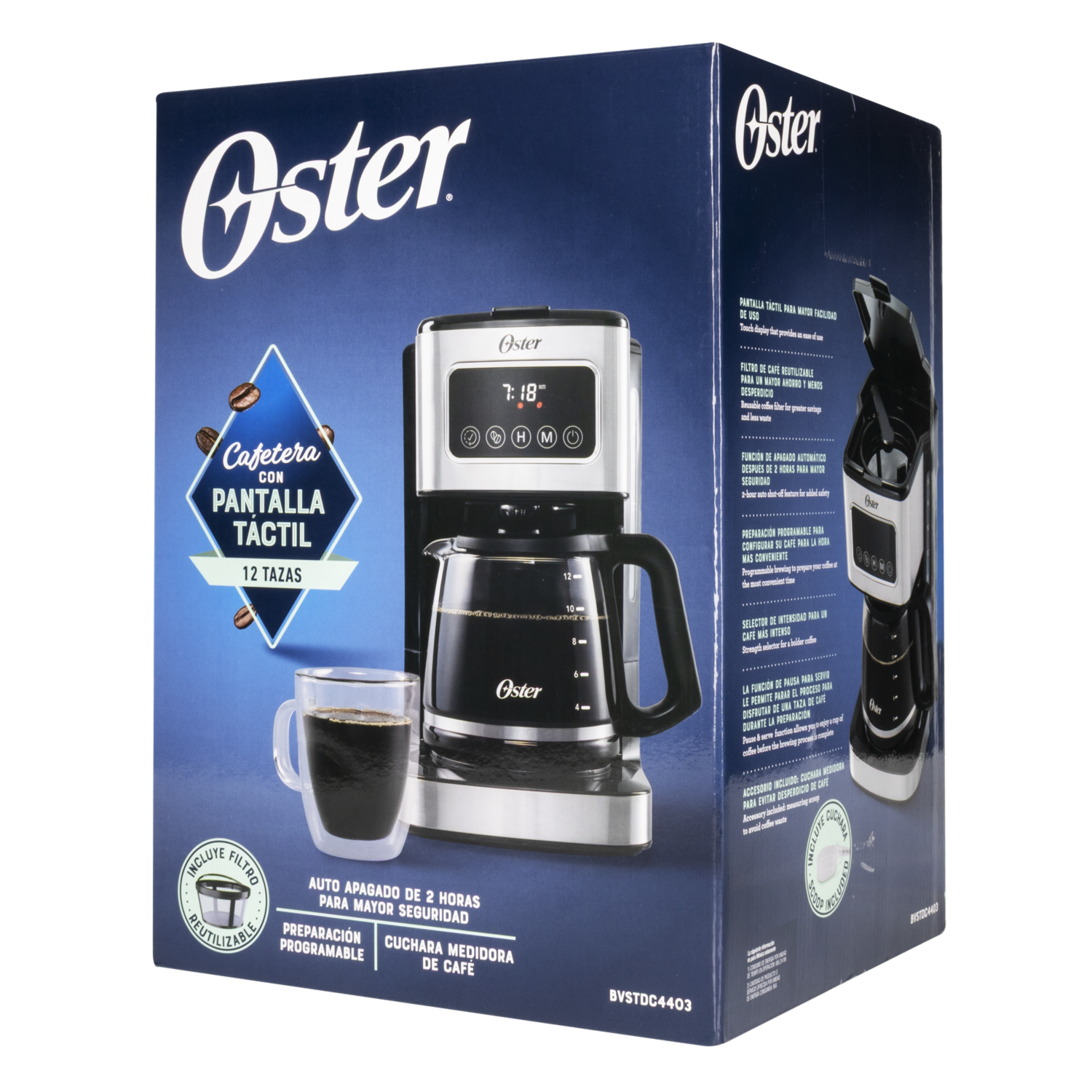 Cafetera Touch Panel BVSTDC4403SS OSTER 12 Tazas