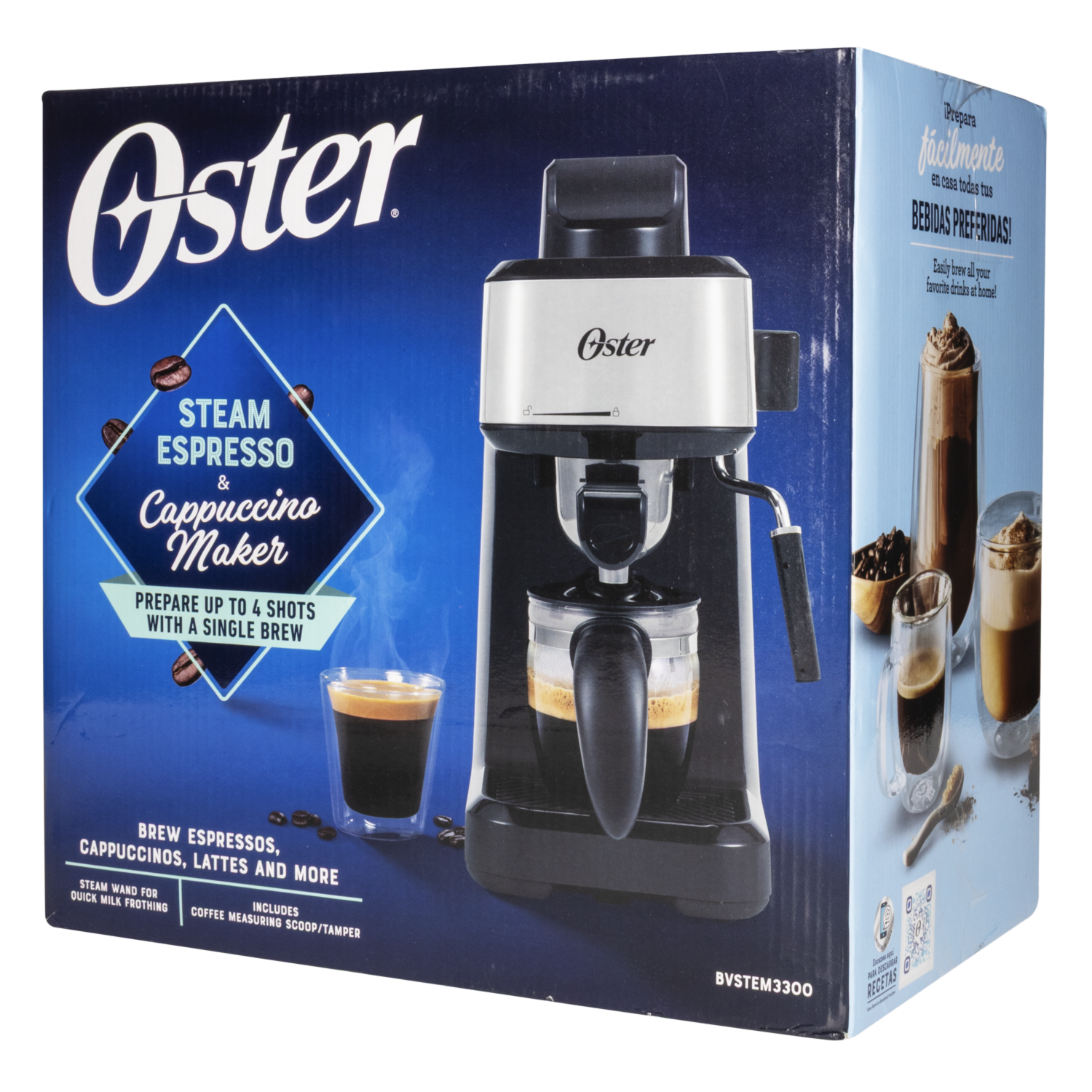 Cafetera Eléctrica Espresso Cappuccino Con Latte Maker BVSTEM3300-013 OSTER Unidad