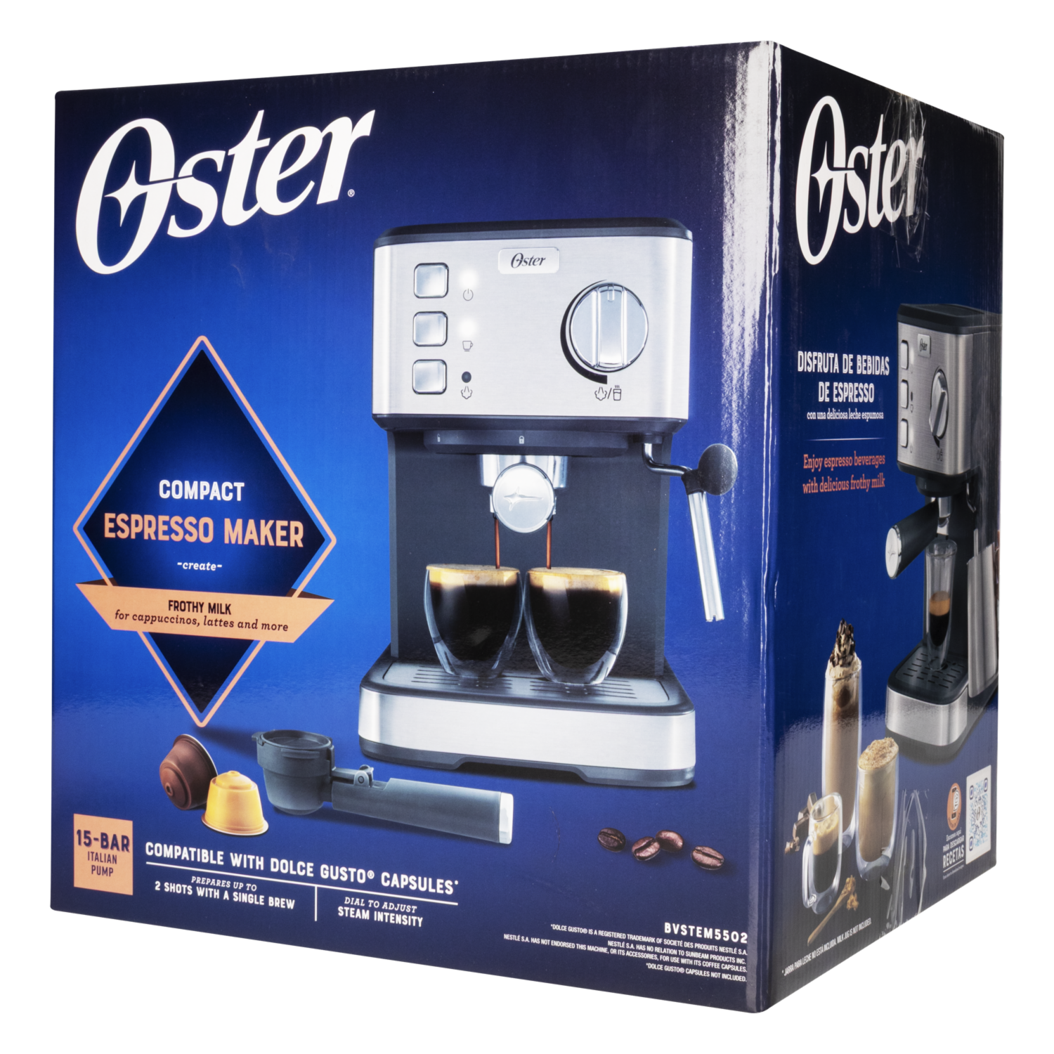 Cafetera Eléctrica Espresso Cappuccino Con Latte Maker BVSTEM5502-013 OSTER Unidad