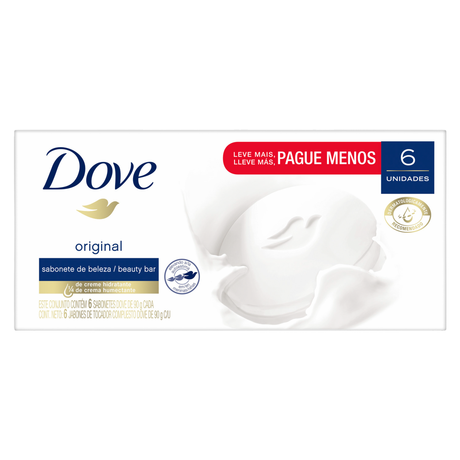 Jabón En Barra Blanco Fragancia Original DOVE 6 X 90 G