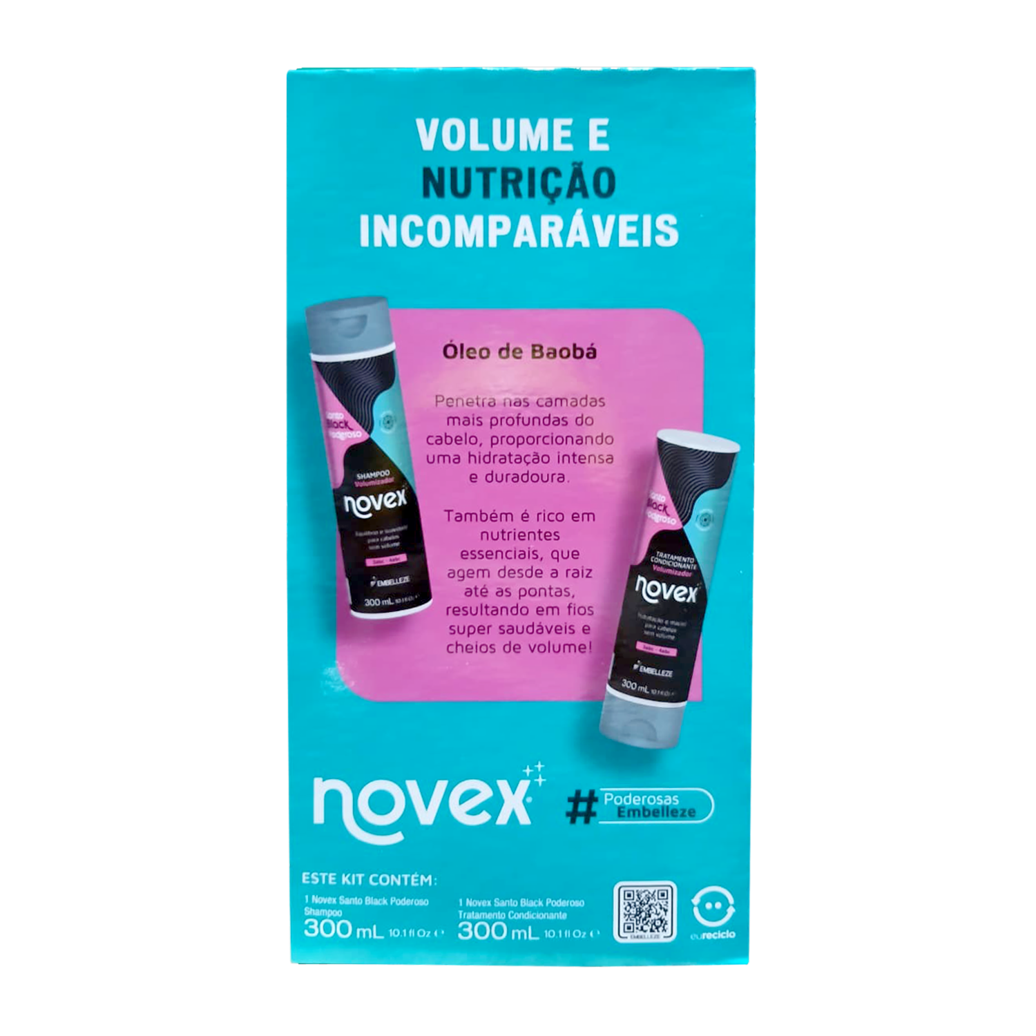 Shampoo De Cabello Y Acondicionador Santo Black Poderoso Pack NOVEX 2 X 300 Ml
