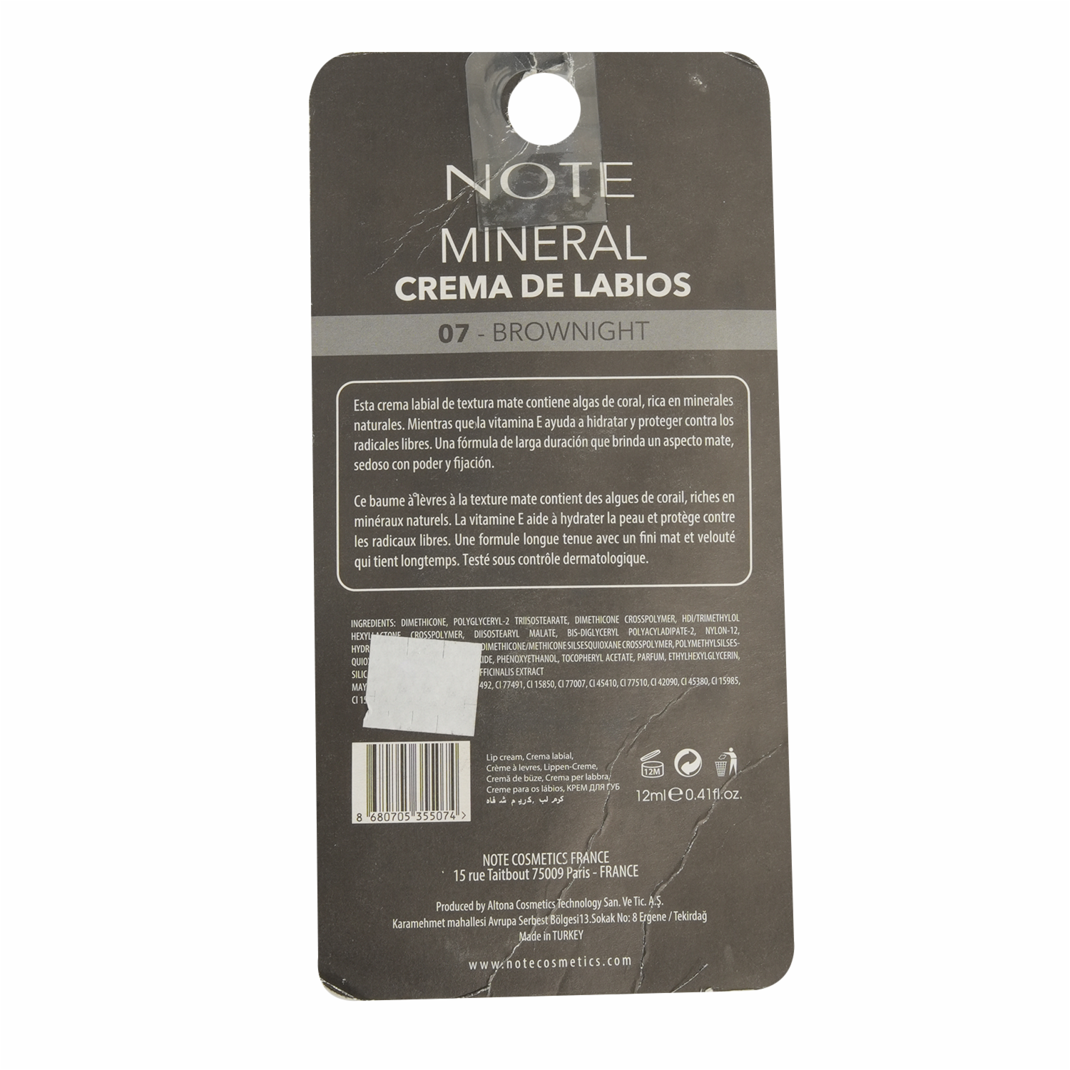 Labial Líquido Mineral Matte Cream Tono 07 NOTE Unidad