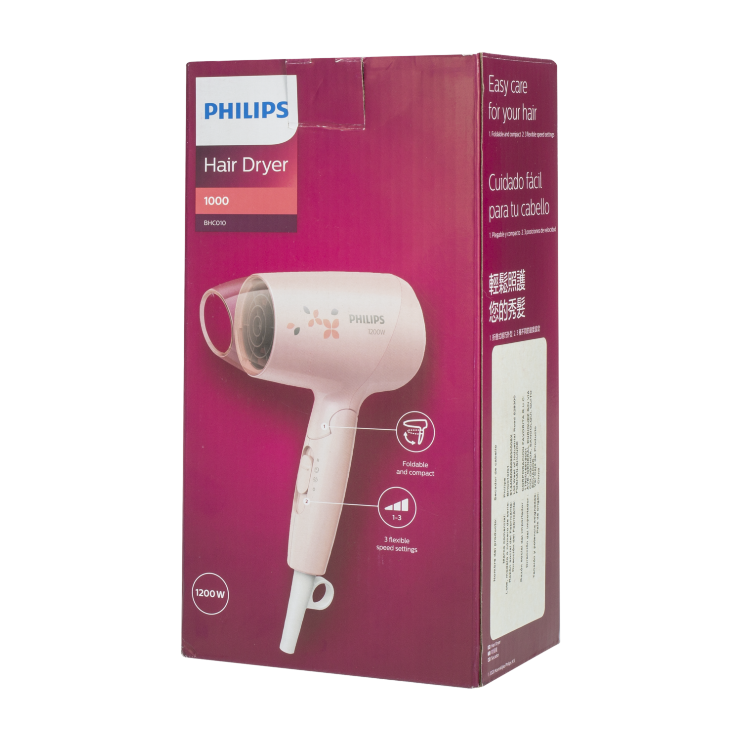 Secador De Cabello Plegable 1200 Watts PHILIPS BHC010/01