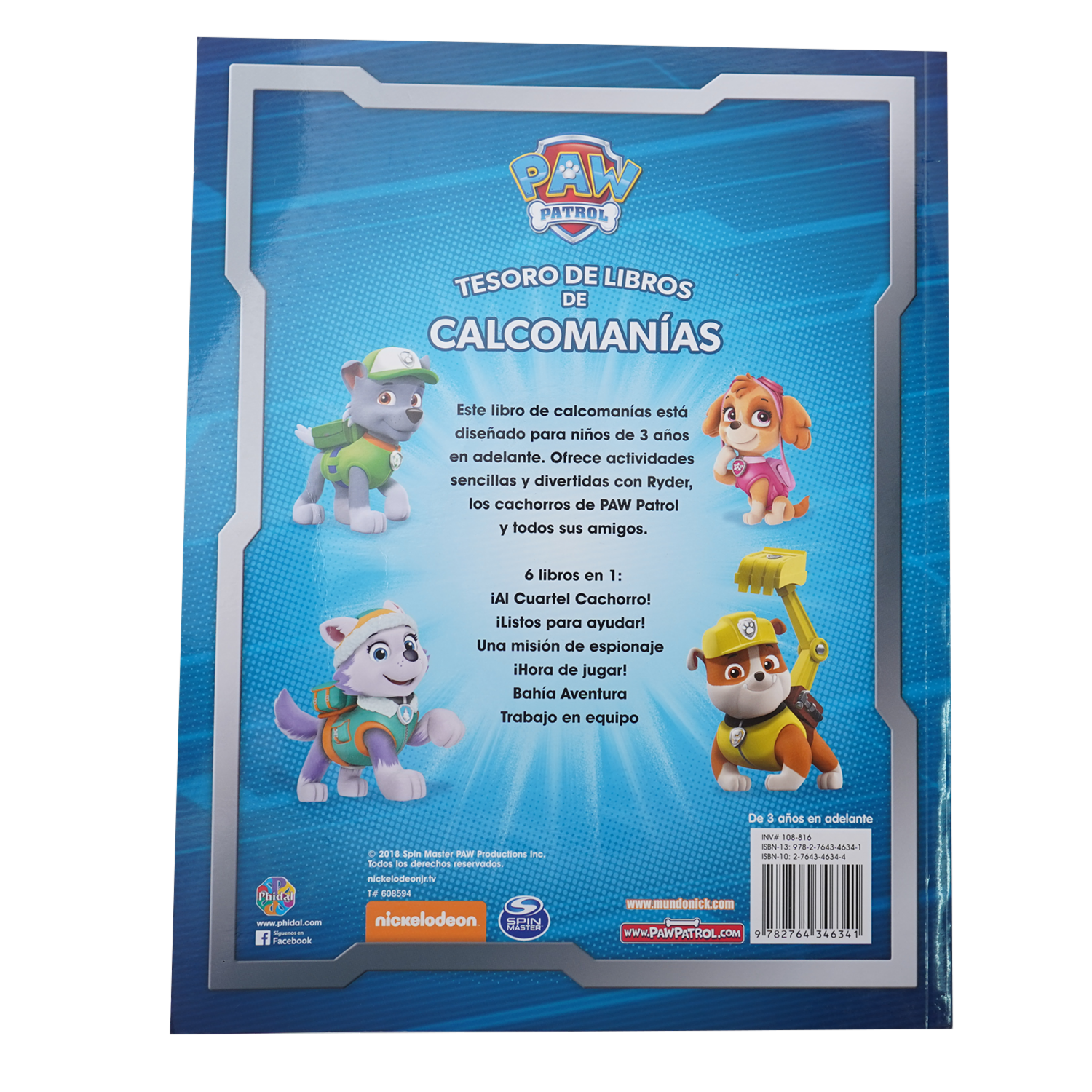 Libros Tesoro De Calcomanías Paw Patrol PHIDAL 350 Páginas