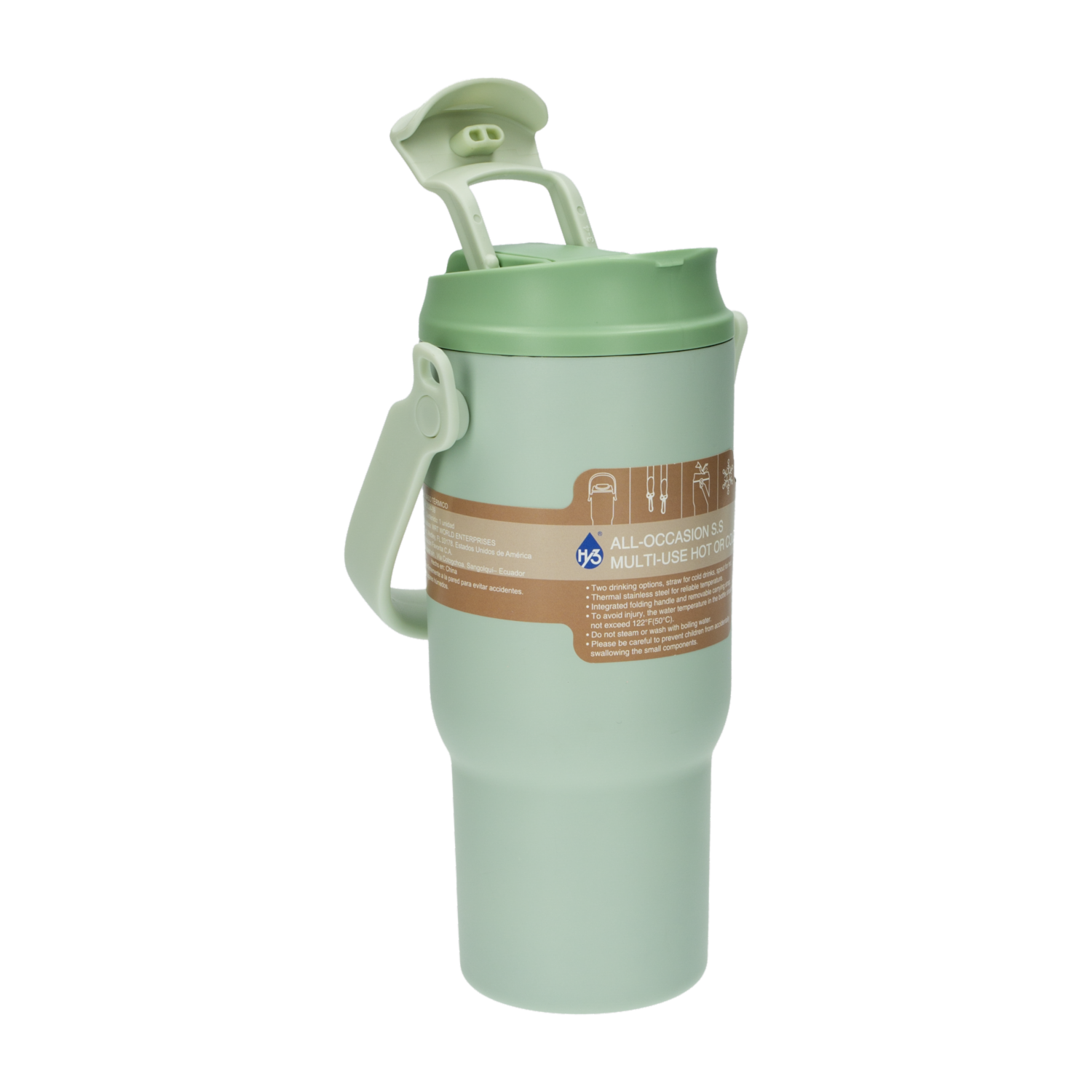 Vaso Termico Con Agarradera Menta HY3 600 Ml