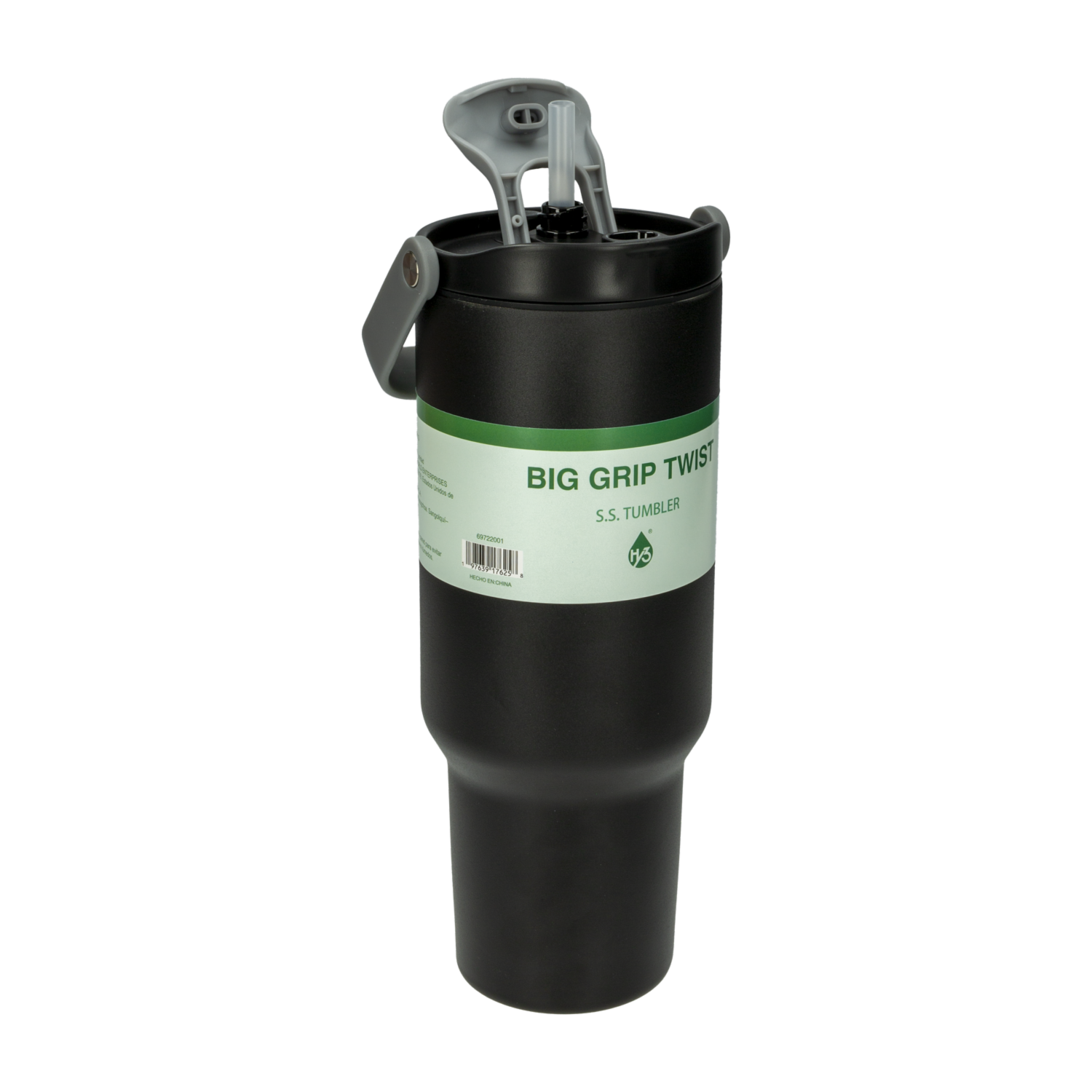 Vaso Termico Con Agarradera Big Grip Twist Negro HY3 1200 Ml