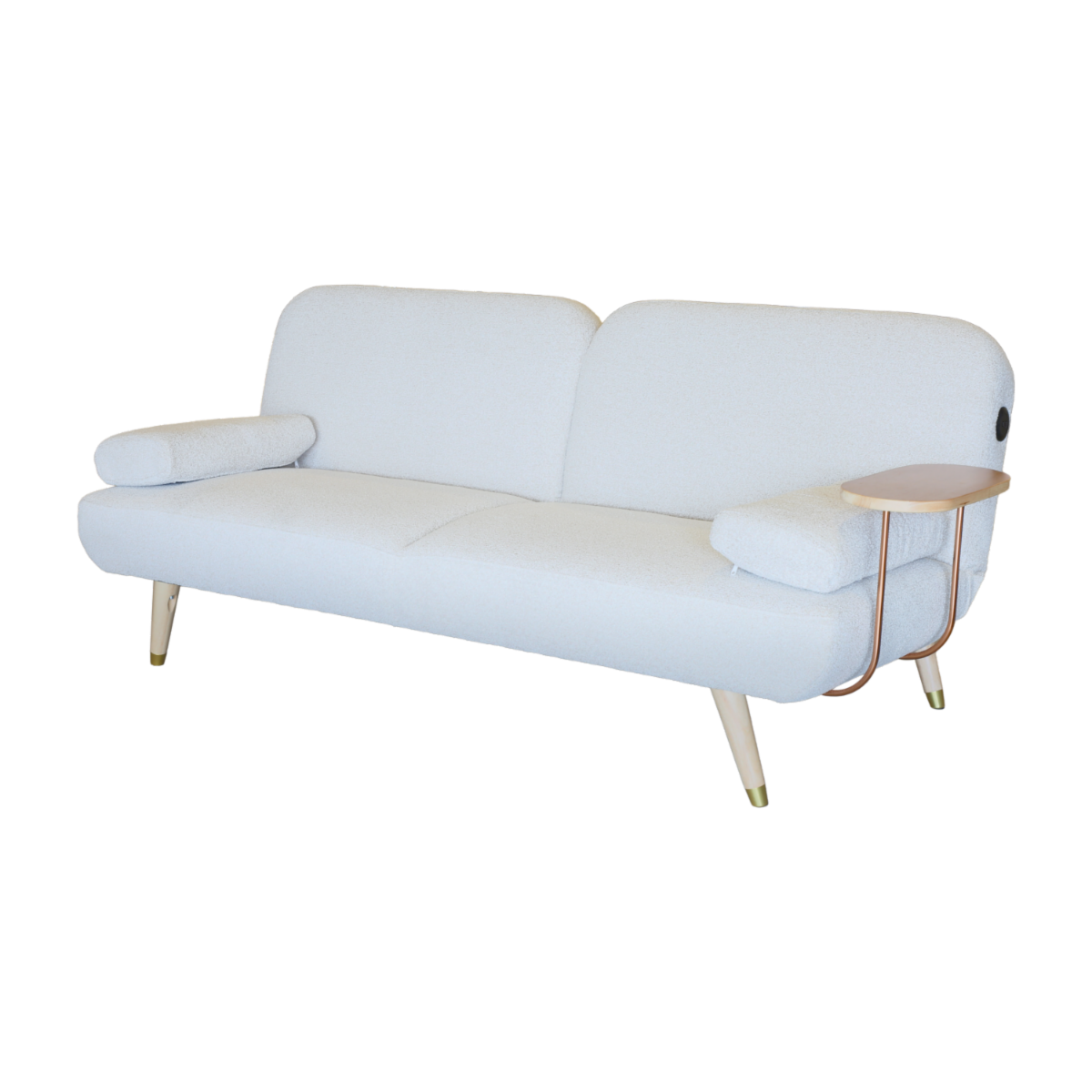 Sofá Cama Moderno Con Cargador Usb Y C Beige FREE HOME Madera Y Textil