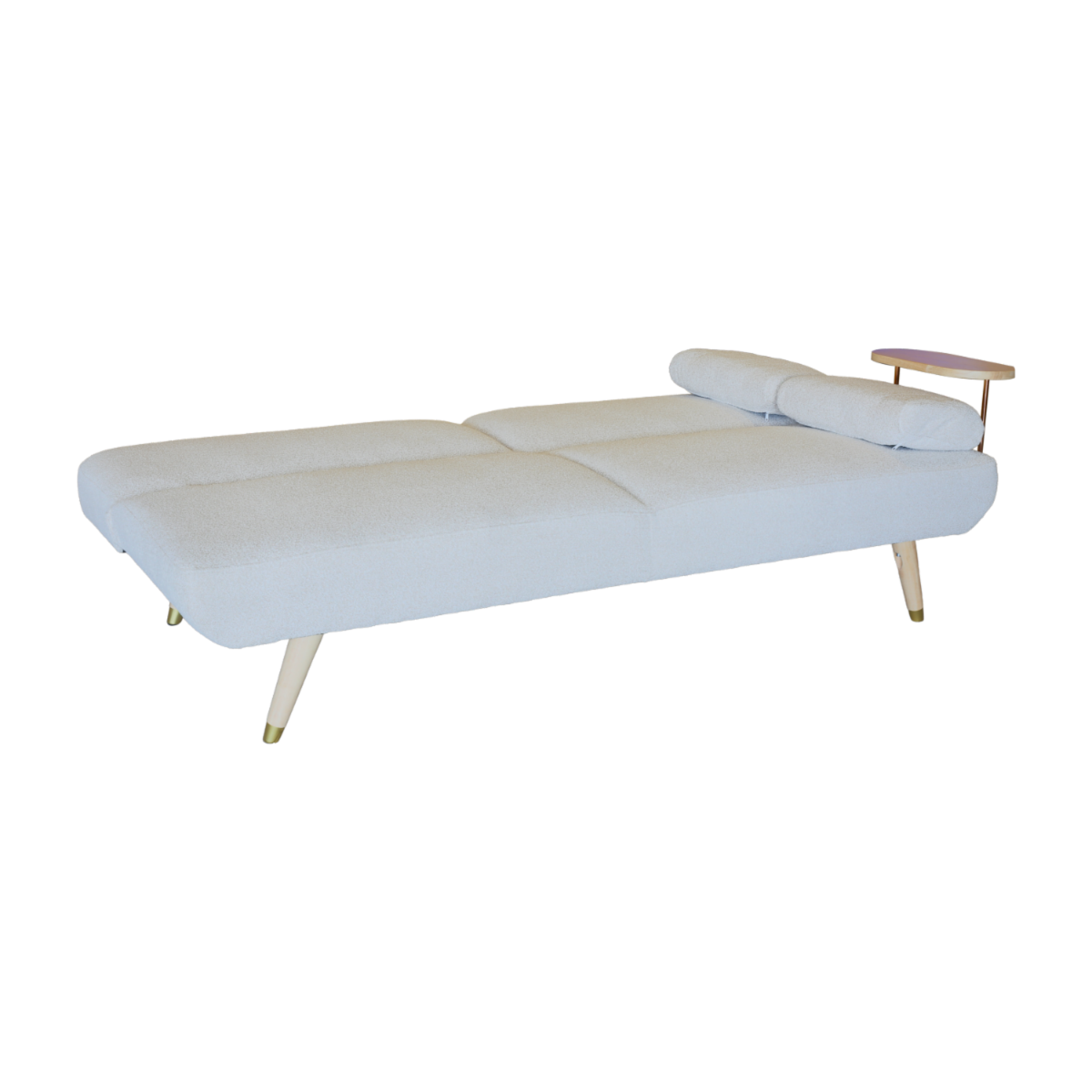 Sofá Cama Moderno Con Cargador Usb Y C Beige FREE HOME Madera Y Textil