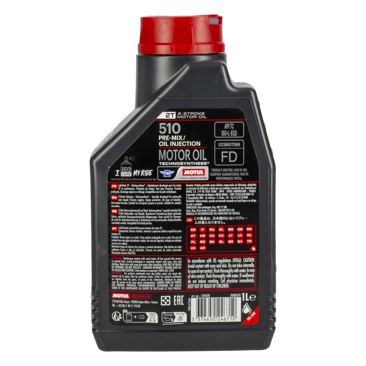 Aceite De Moto 510 Para Motores 2 Tiempos MOTUL 400CC