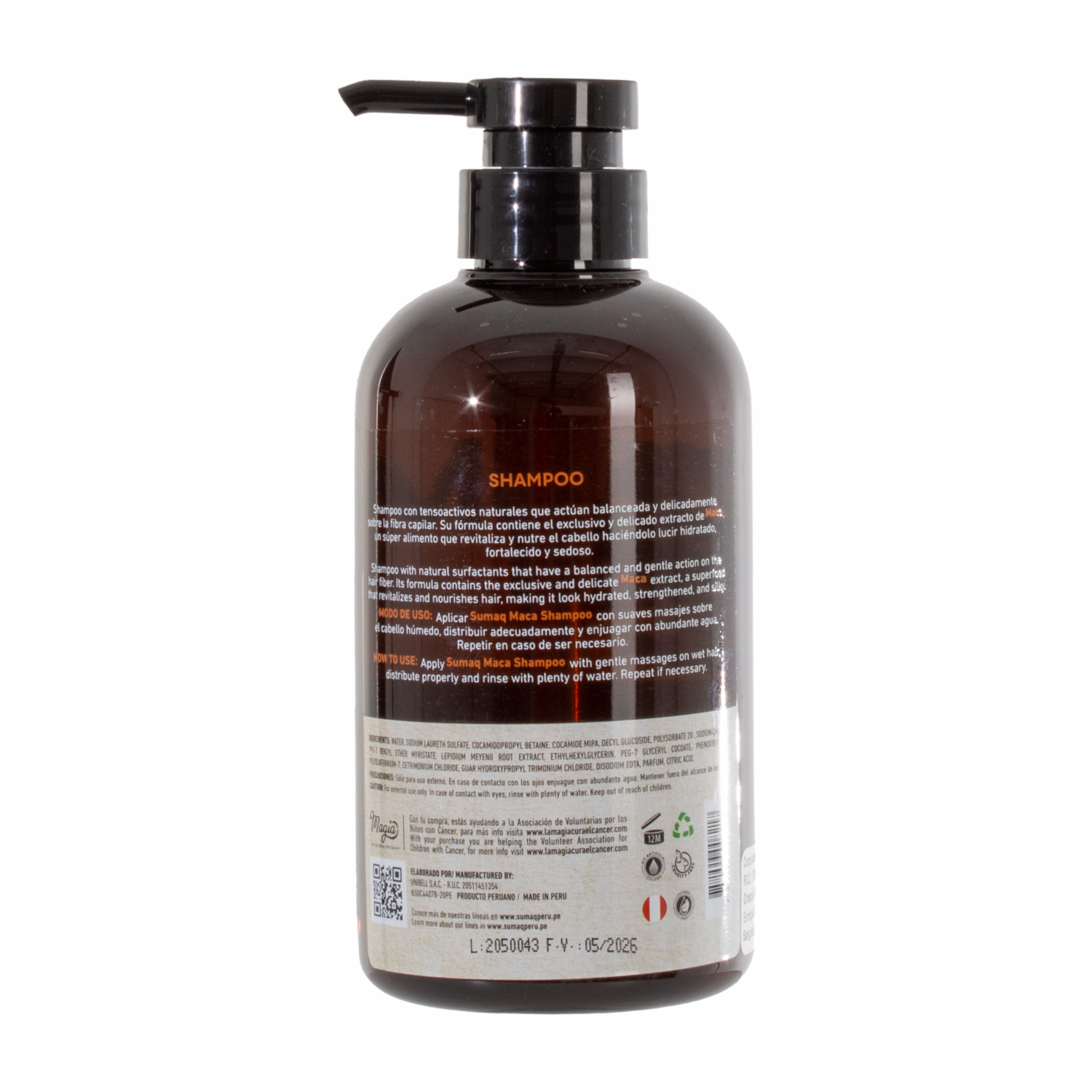 Shampoo De Cabello Con Maca SUMAQ 500 Ml