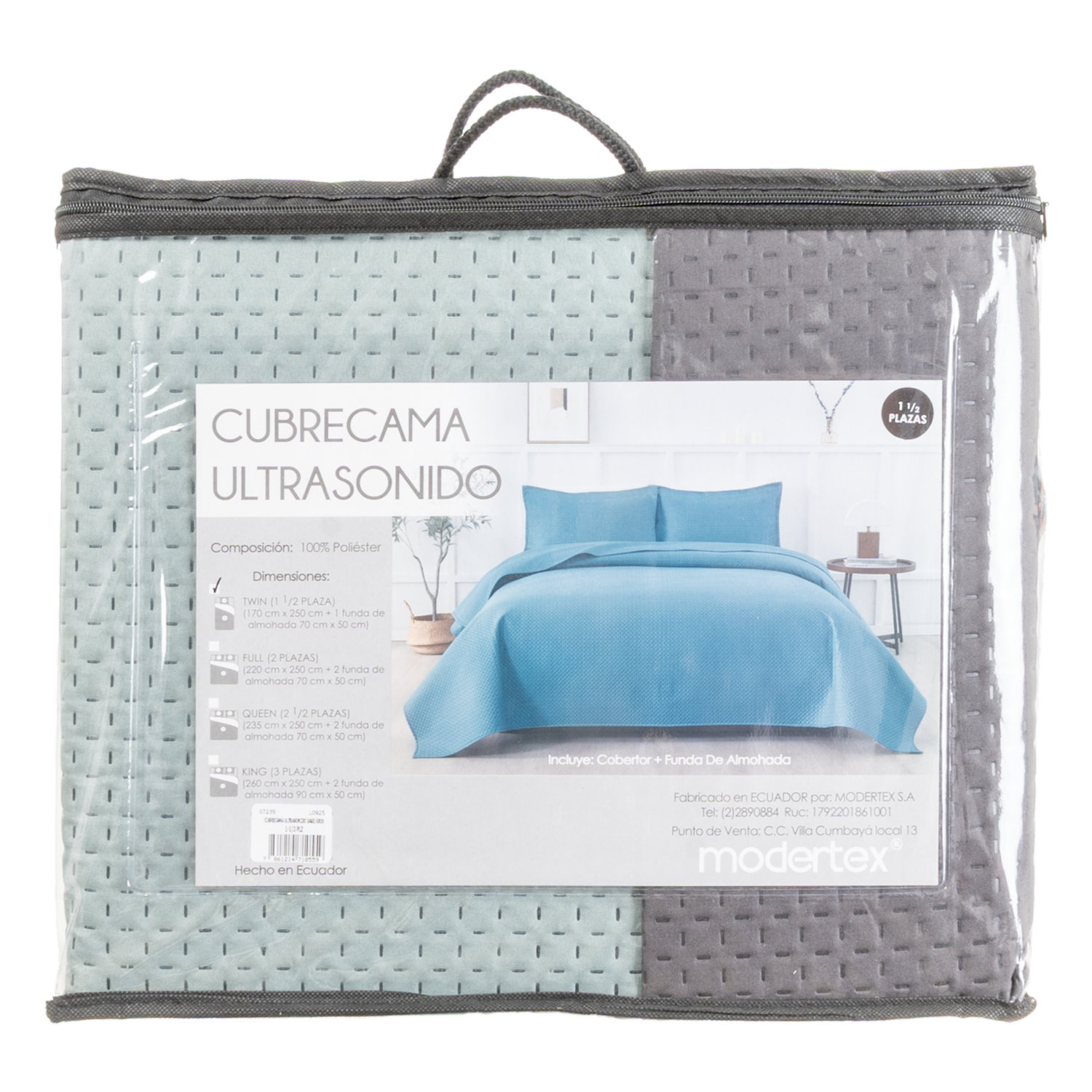 Cubrecama Ultrasonido Verde Con Mostaza MODERTEX