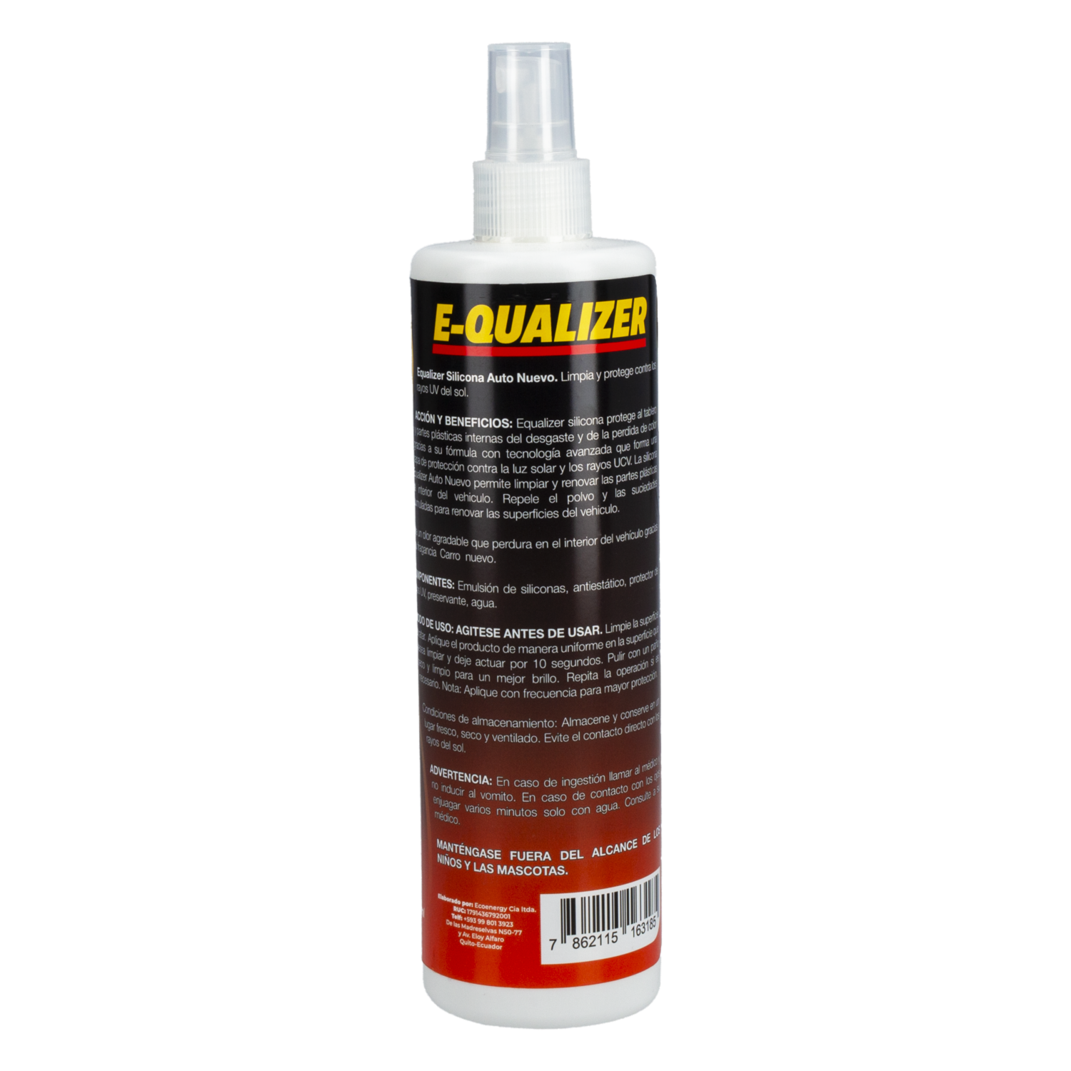 Protector Silicona UV Automotriz Fragancia Auto Nuevo E-QUALIZER 380  Ml