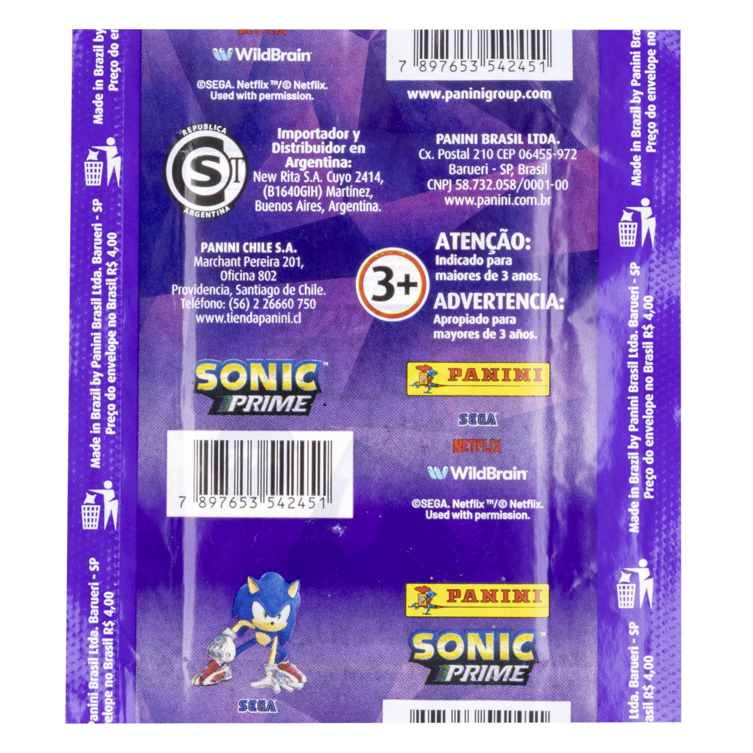 Sobre De Cromos Colección Sonic Prime PANINI X 5 Uds