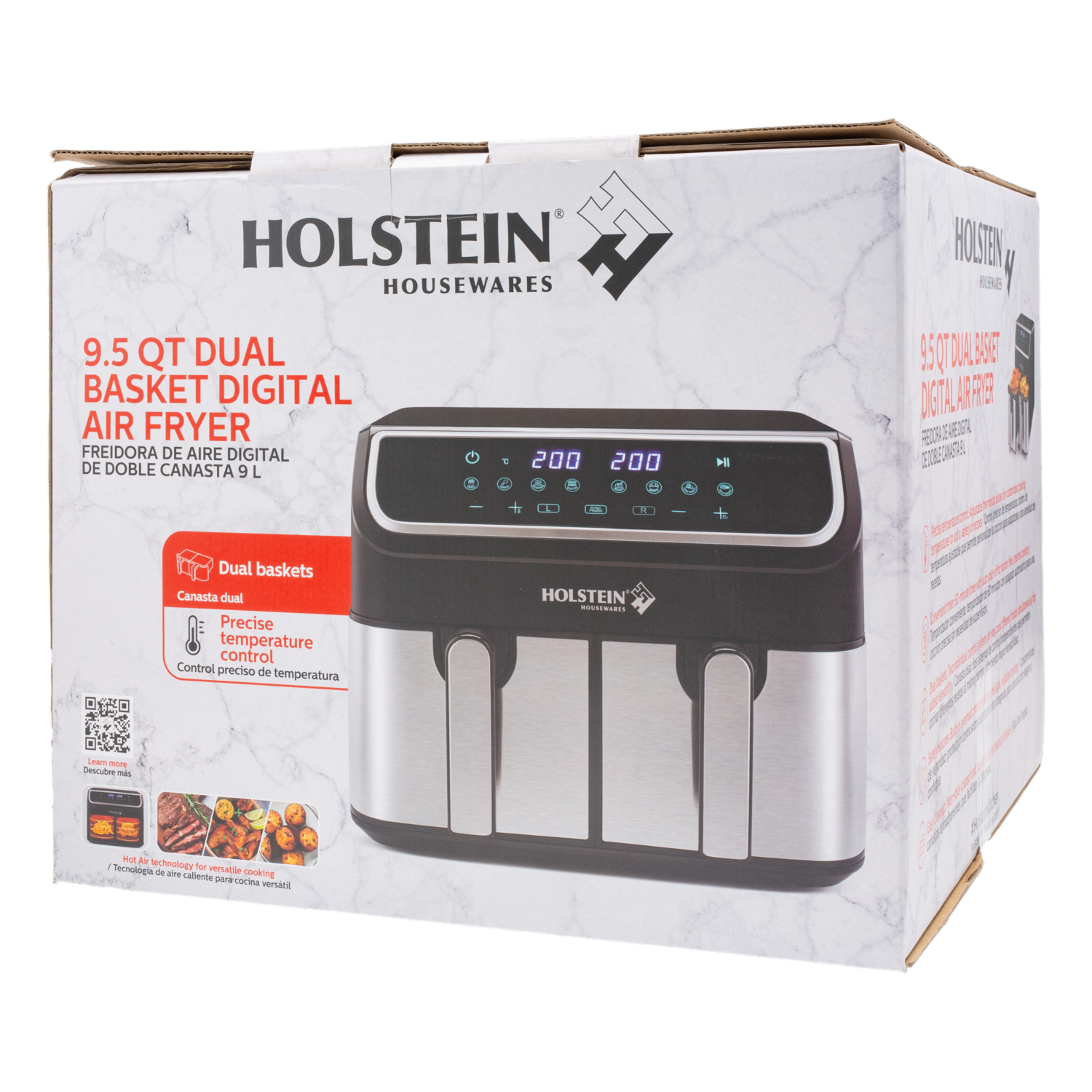 Air Fryer Digital Doble Canasta HOLSTEIN 9 Litros