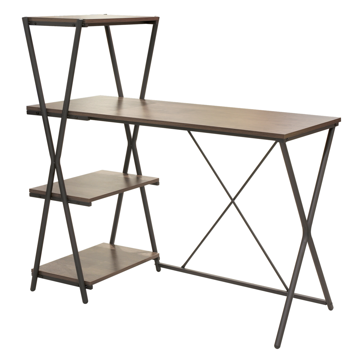 Escritorio De Oficina Con Estantes Café XIAMEN GLORY LILY FURNITURE Metal Y Aglomerado MDP