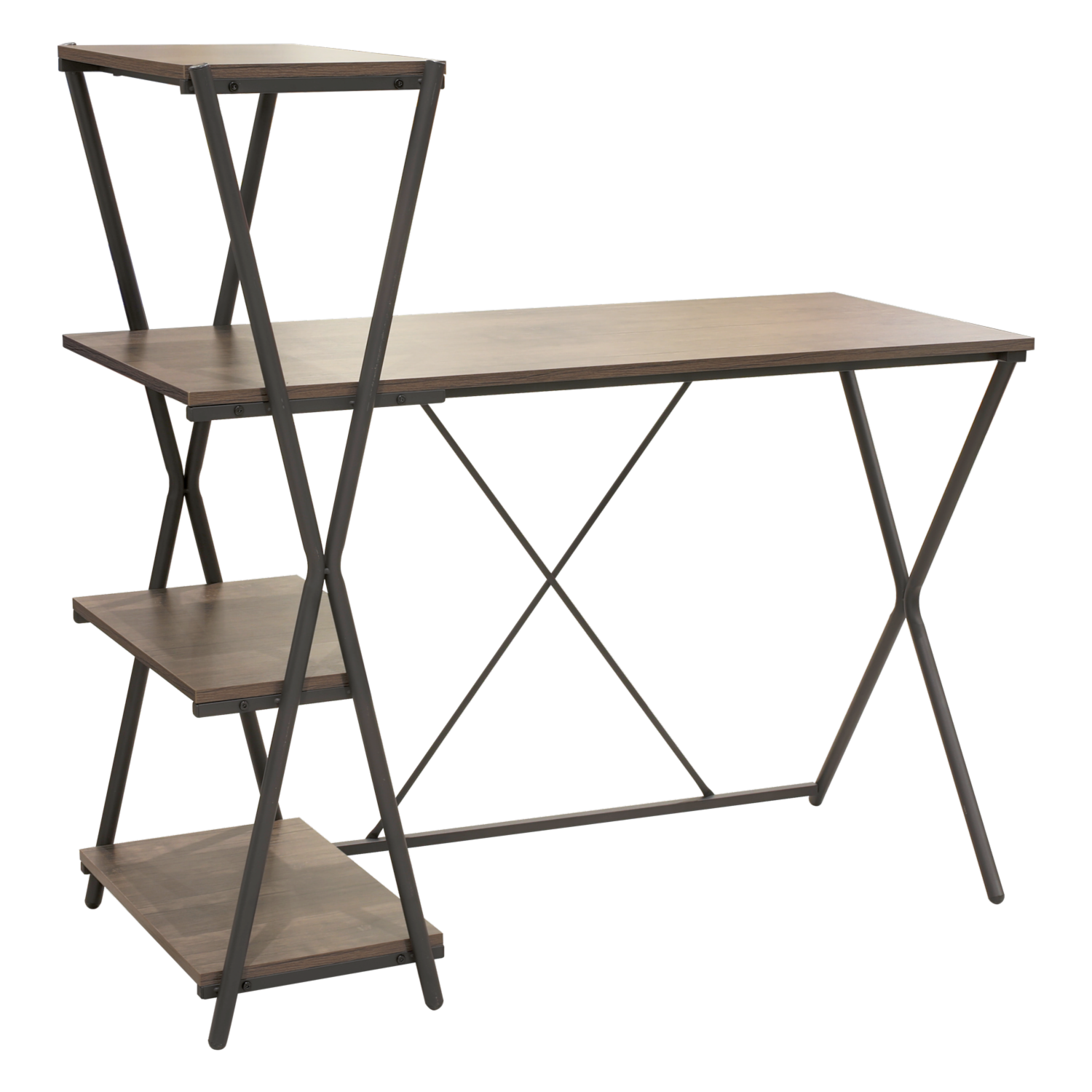 Escritorio De Oficina Con Estantes Café XIAMEN GLORY LILY FURNITURE Metal Y Aglomerado MDP