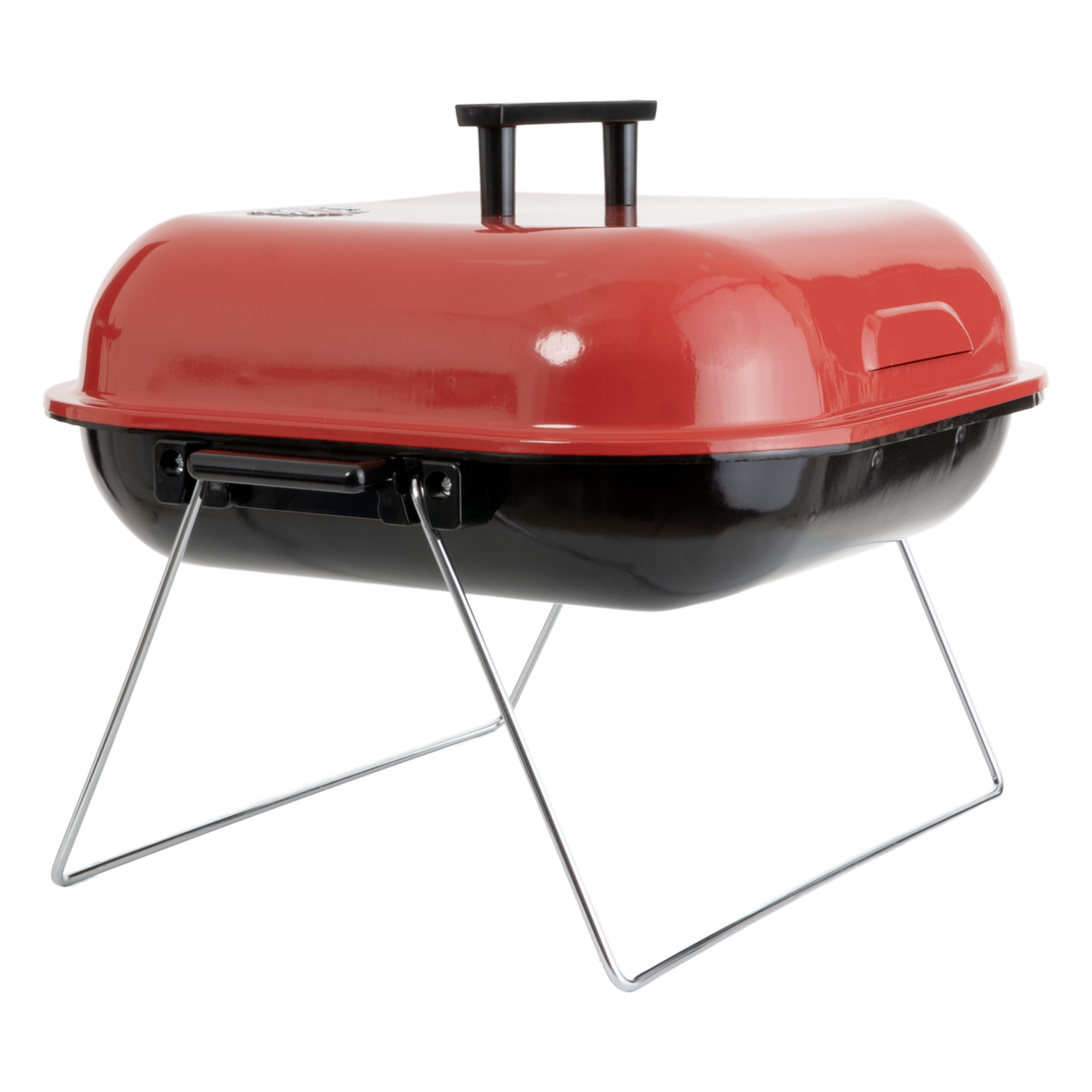 Parrilla BBQ Negra Y Rojo De Mesa Cuadra Con Tapa SMOCKER JOB 37X37X8 Cm