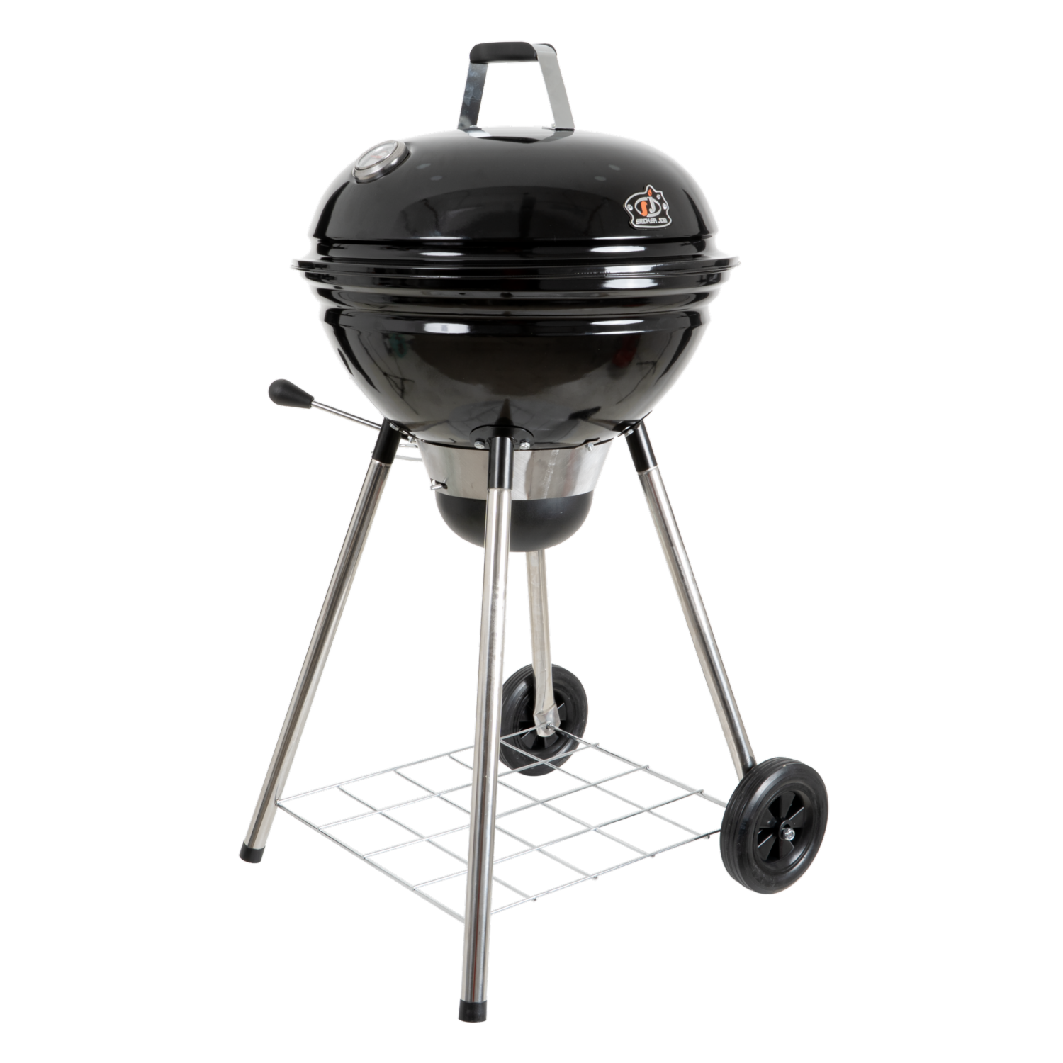 Parrilla BBQ Negro Circular Con Tapa Ruedas Premium SMOCKER JOB 46X18 Cm