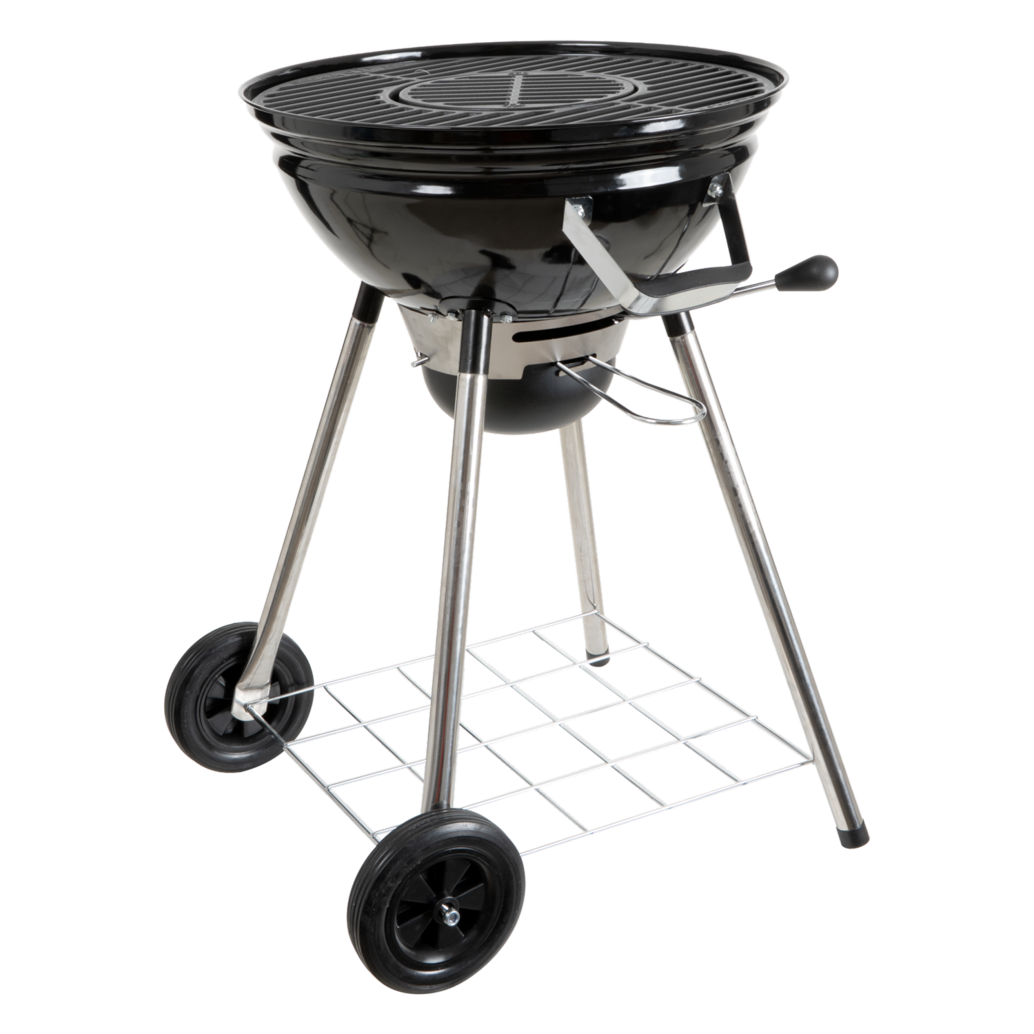 Parrilla BBQ Negro Circular Con Tapa Ruedas Premium SMOCKER JOB 46X18 Cm