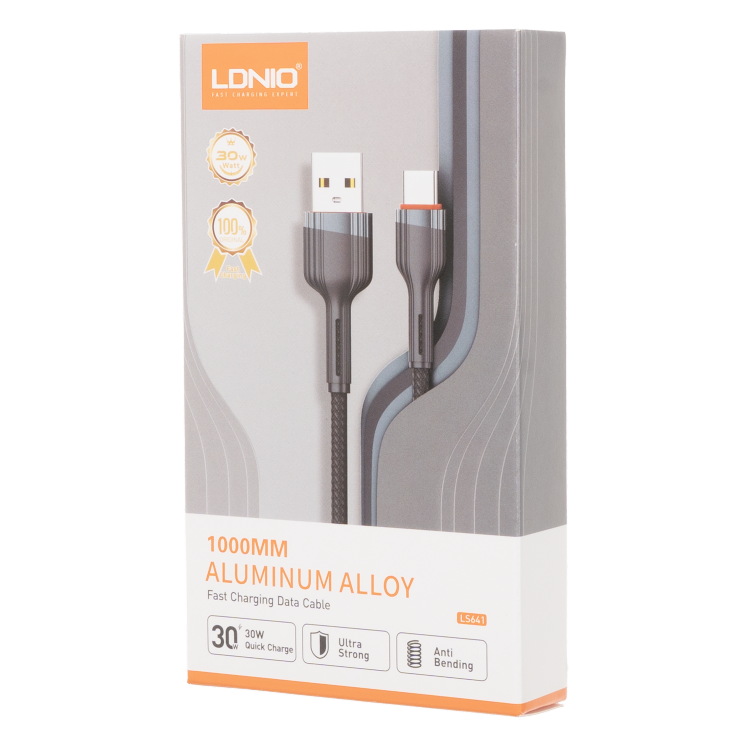 Cable De Carga Rápida Tipo C Tela Gris Ls641 LDNIO 30 W