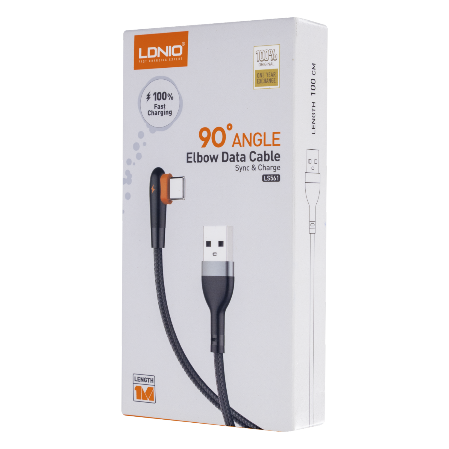 Cable De Datos Ls561 Tipo C En L 2.4A Negro LDNIO 1 M