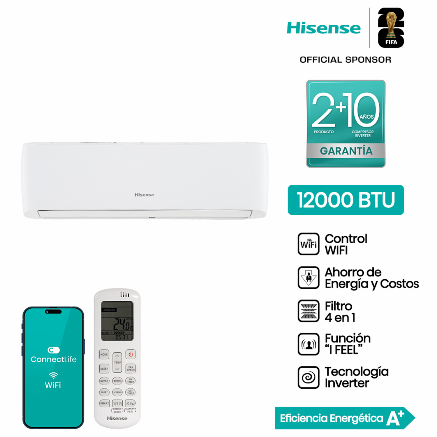 Aire Acondicionado De Pared HISENSE 12000 BTU