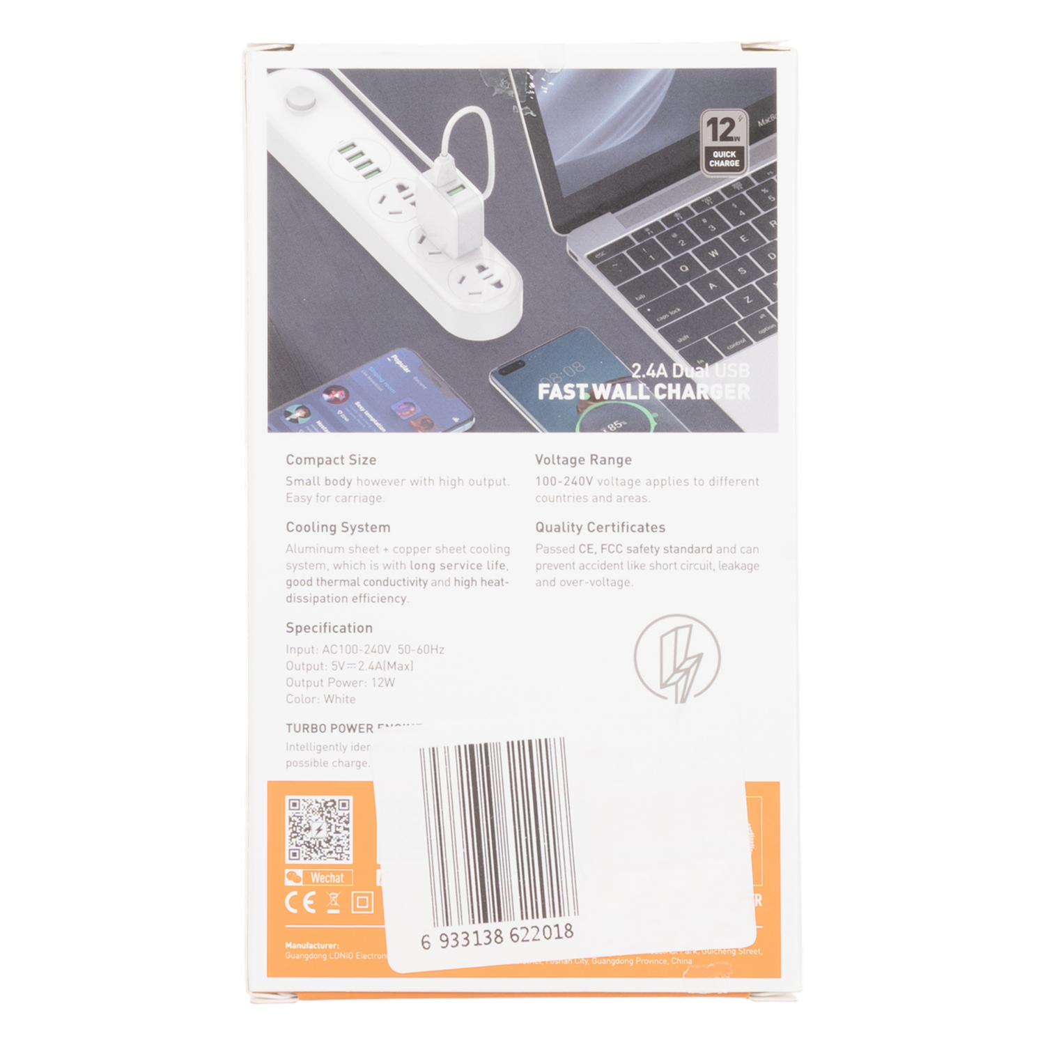Cargador Dual 2Usb Tipo C A2201 LDNIO 2,4 A