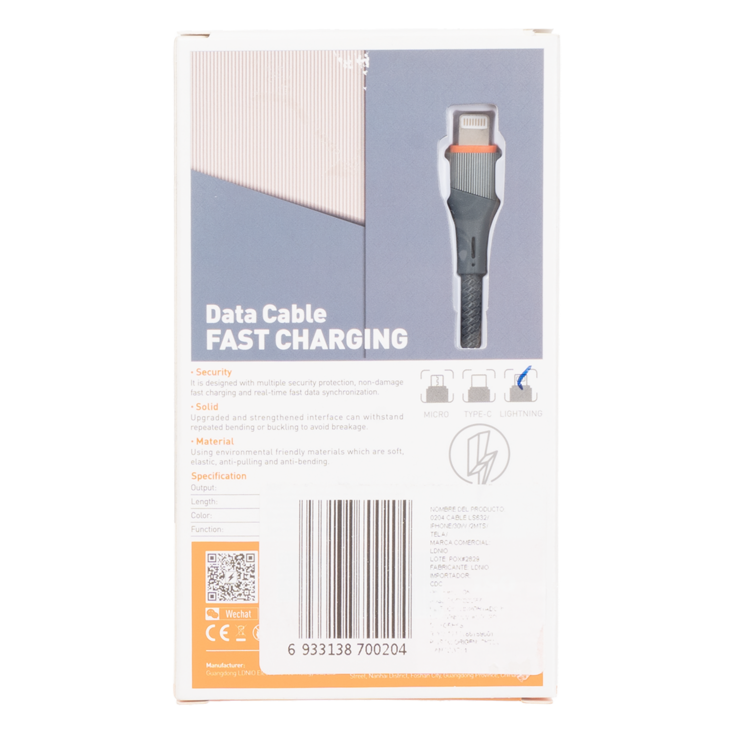 Cable De Carga Para Iphone 2M LS632 EARLDOM 30 W