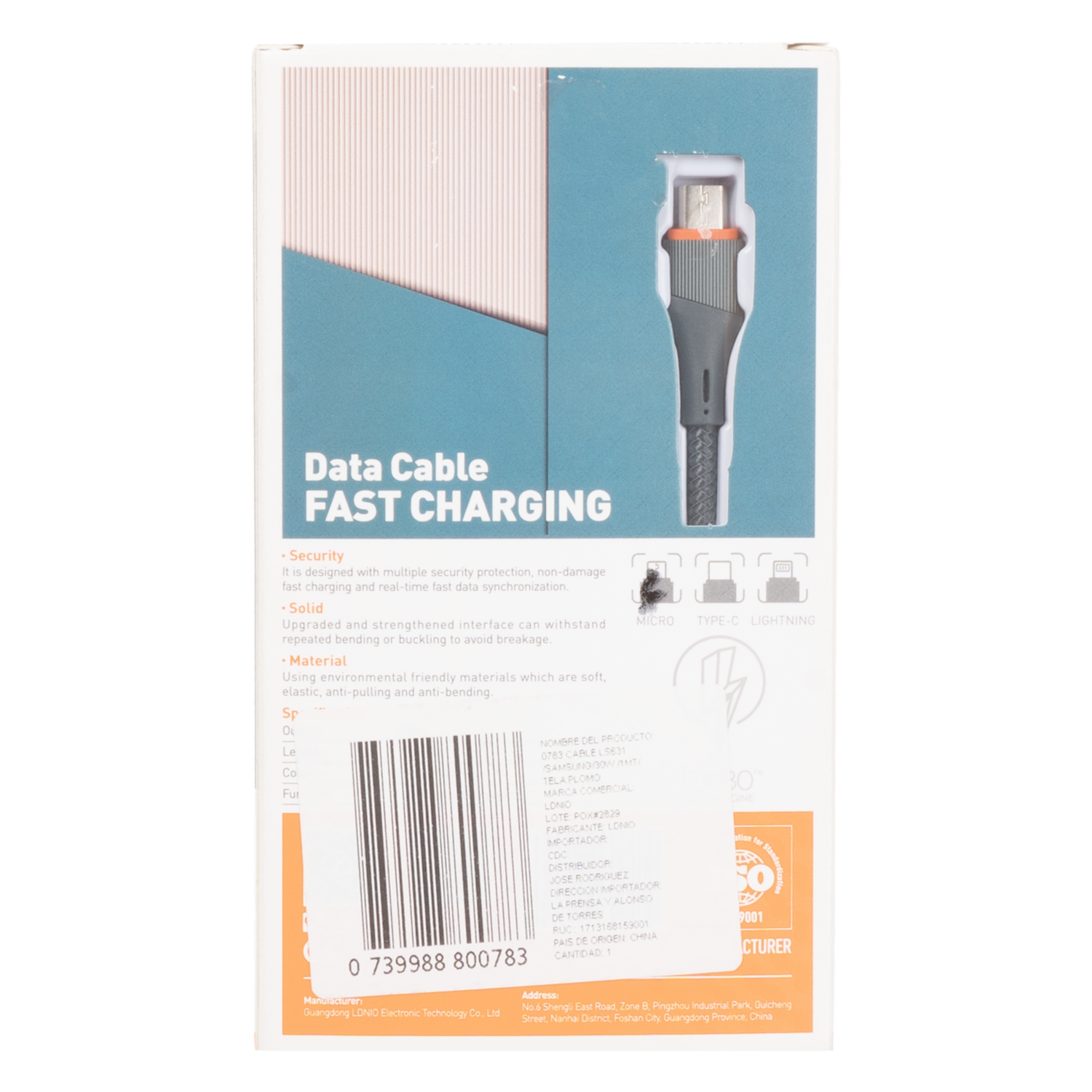 Cable De Carga Tipo C De 1M L631 LDNIO 30 W