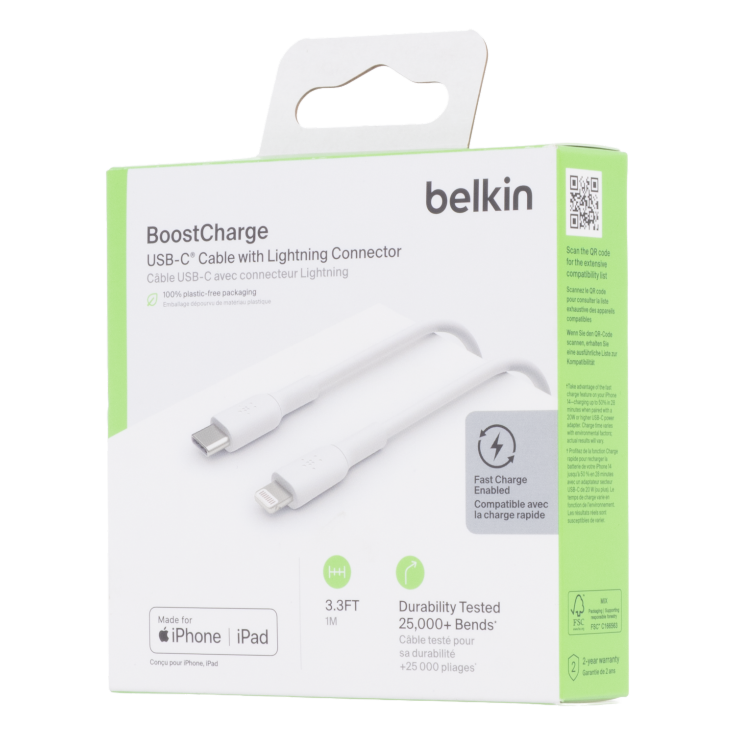 Cable Usb-C A Lightning Boost Charge Blanco BELKIN 1 M