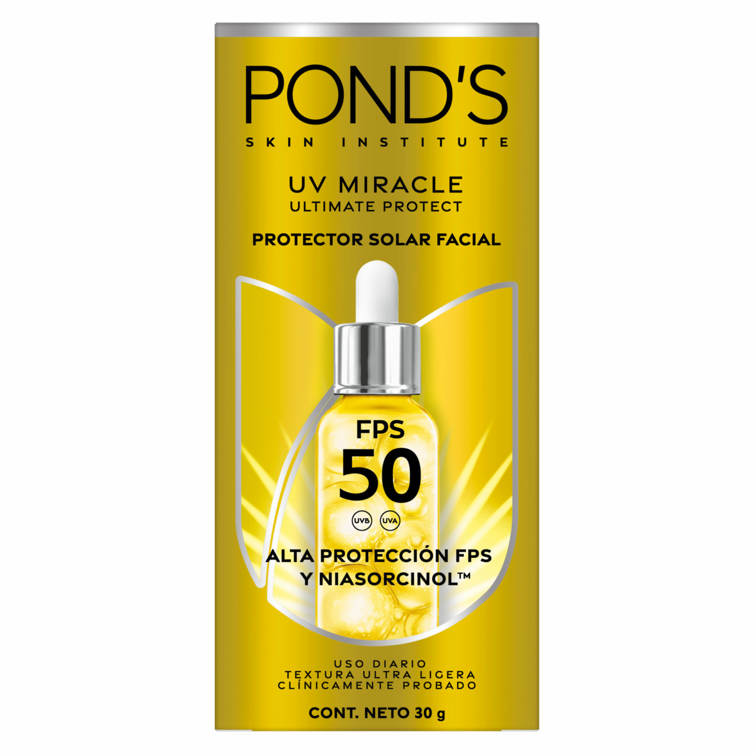 Protector Solar Facial Fps 50 Uv Niasorcinol Miracle POND’S 30 G