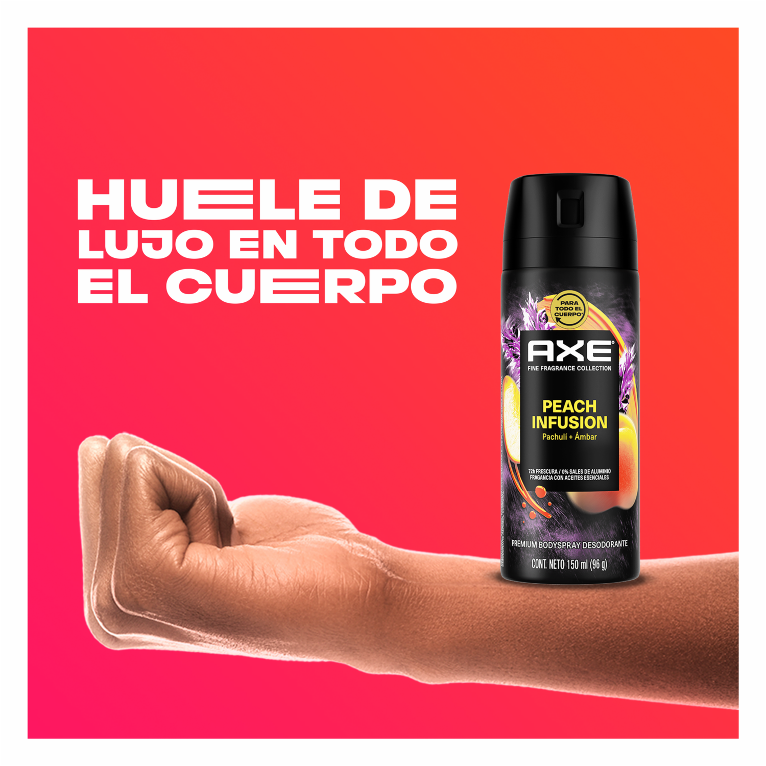 Desodorante En Aerosol Peach Infusión Fine Fragrance AXE 150 Ml