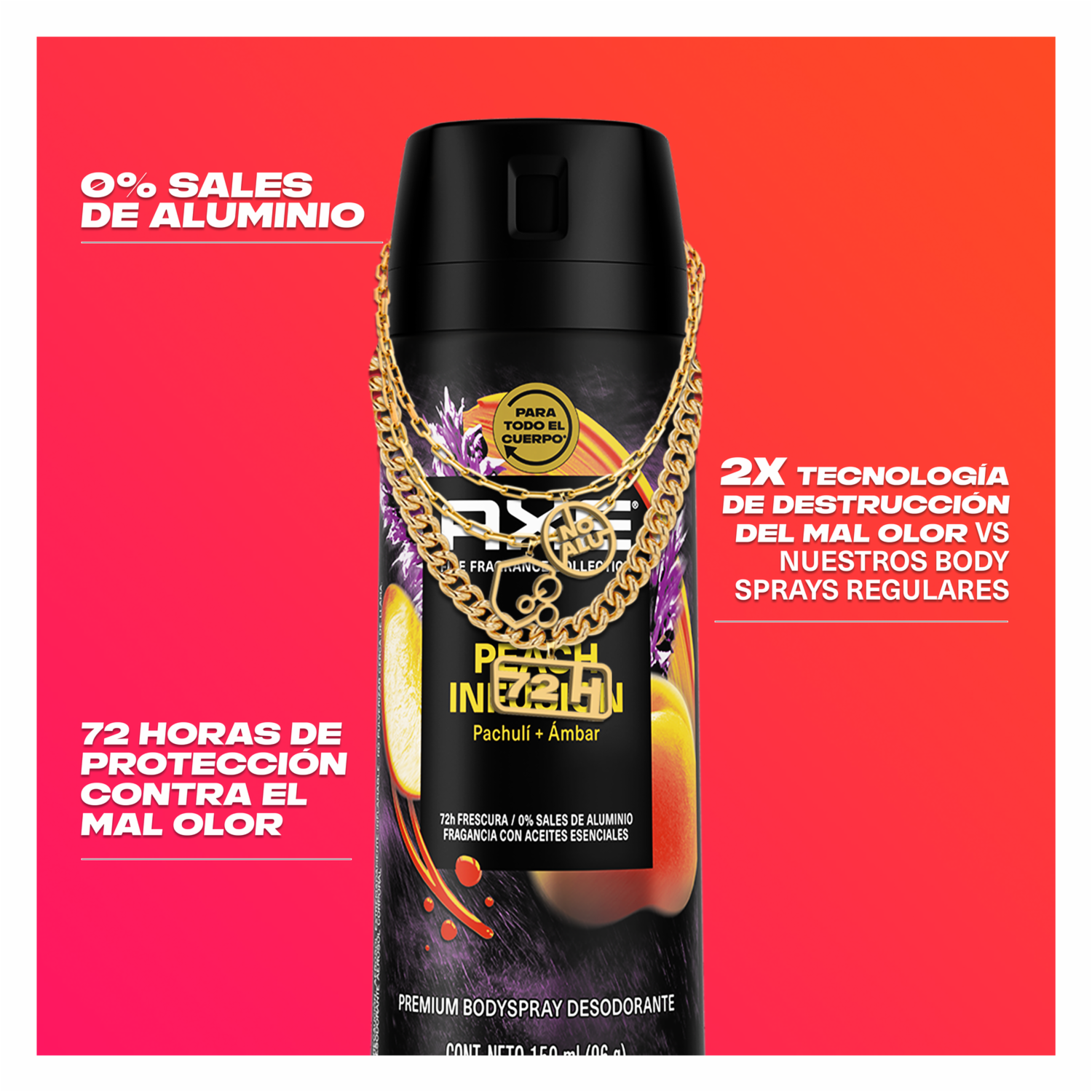 Desodorante En Aerosol Peach Infusión Fine Fragrance AXE 150 Ml