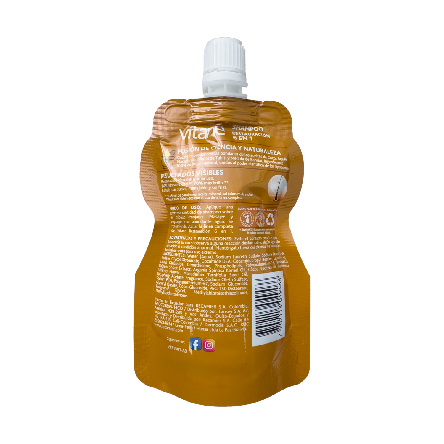 Shampoo De Cabello Restauración 6 en 1 VITANE 100 Ml