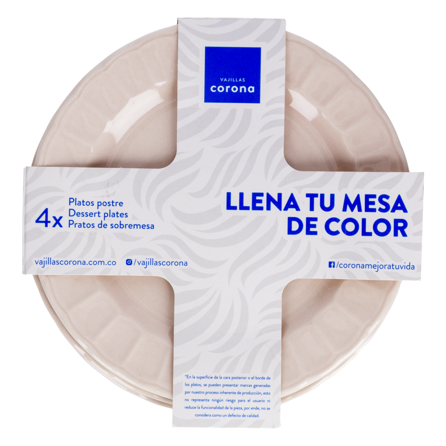 Set Platos Postre Arena Caribe 20 Cm CORONA 4 Piezas