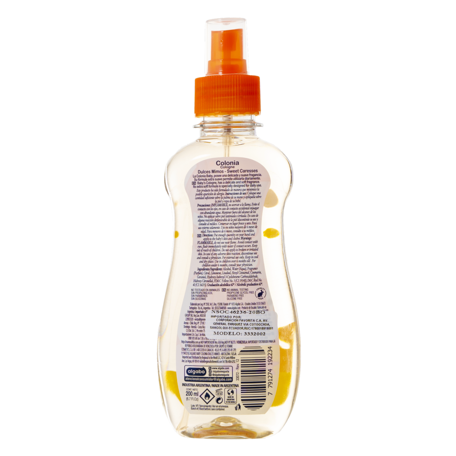 Colonia Para Bebé Dulces Mimos ALGABO 200 Ml
