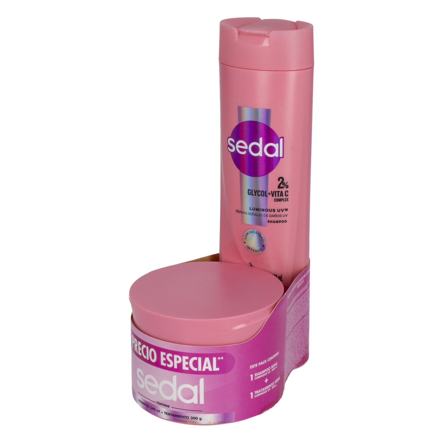 Kit Capilar Shampoo + Tratamiento Luminous UV Glycol Y Vitamina C SEDAL 640 Ml