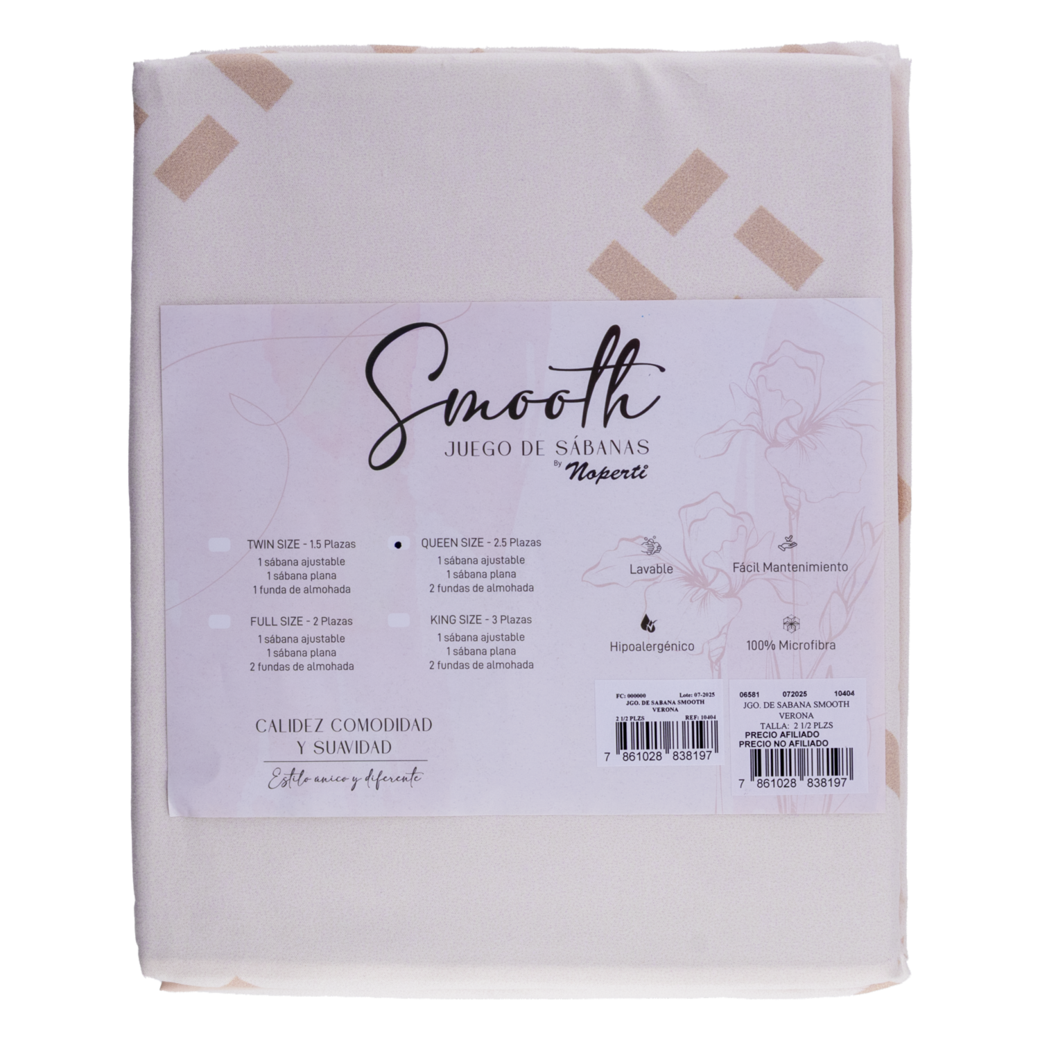 Juego De Sabanas Smooth Verona NOPERTI 2 1/2 Plazas