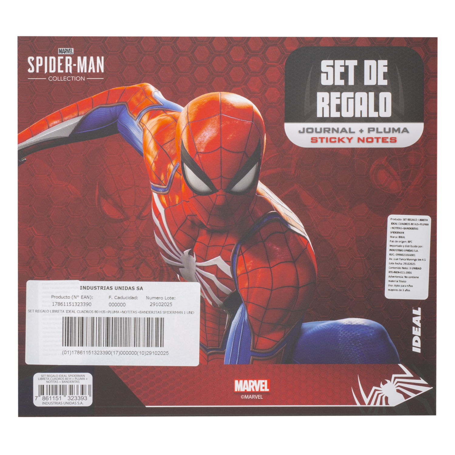 Set Libreta De 80 Hojas Con Pluma Notas Y Banderitas Spiderman DISNEY 4 Piezas