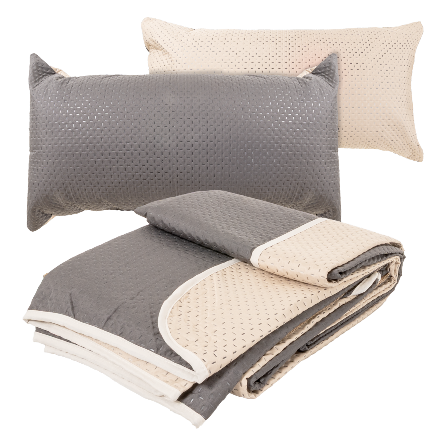 Cubrecama Ultrasonido Beige Con Gris MODERTEX